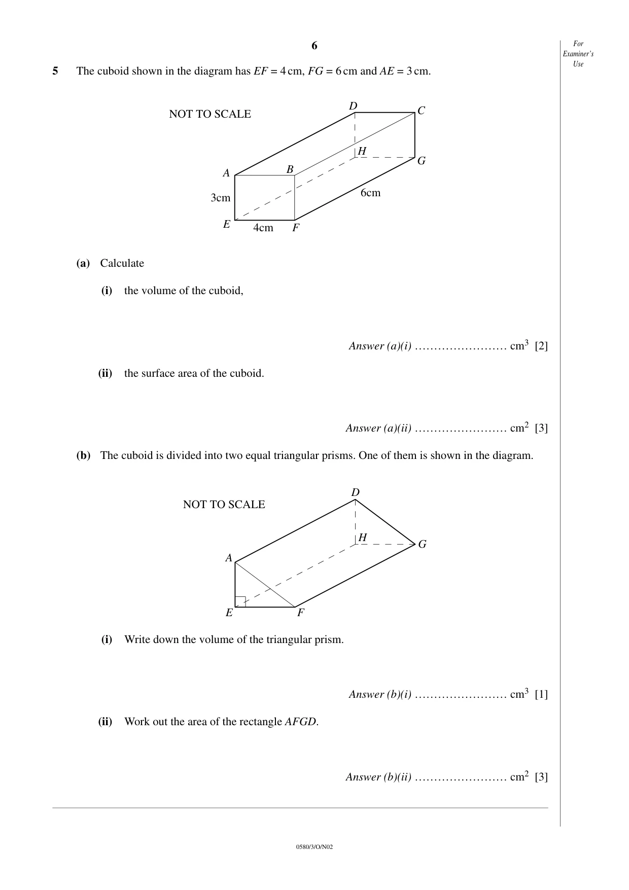 Cambridge IGCSE Mathematics (with coursework) 0581 2002 Oct/Nov Paper 3 · Variant 1 question paper, page 6 of 12