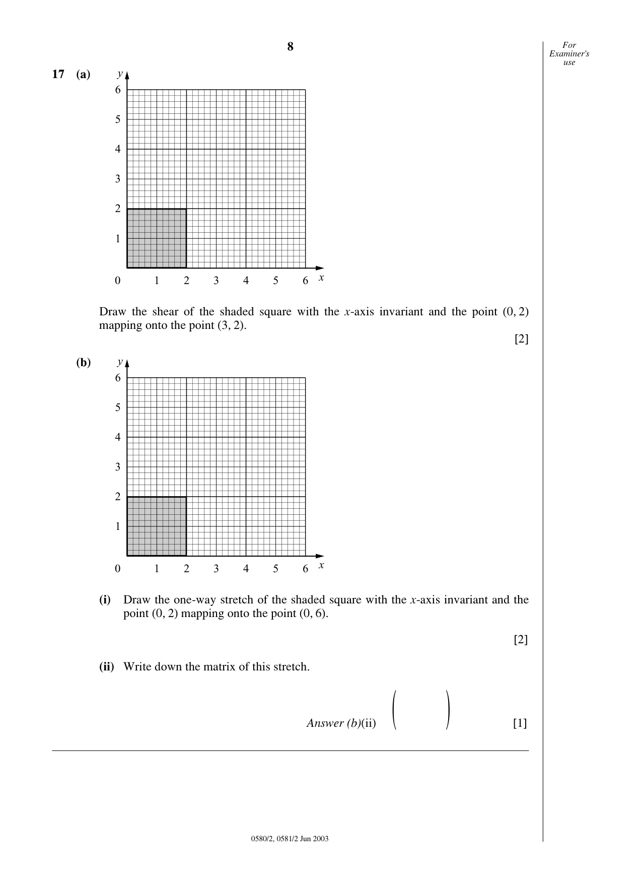 Cambridge IGCSE Mathematics (with coursework) 0581 2003 May/June Paper 2 · Variant 1 question paper, page 8 of 12