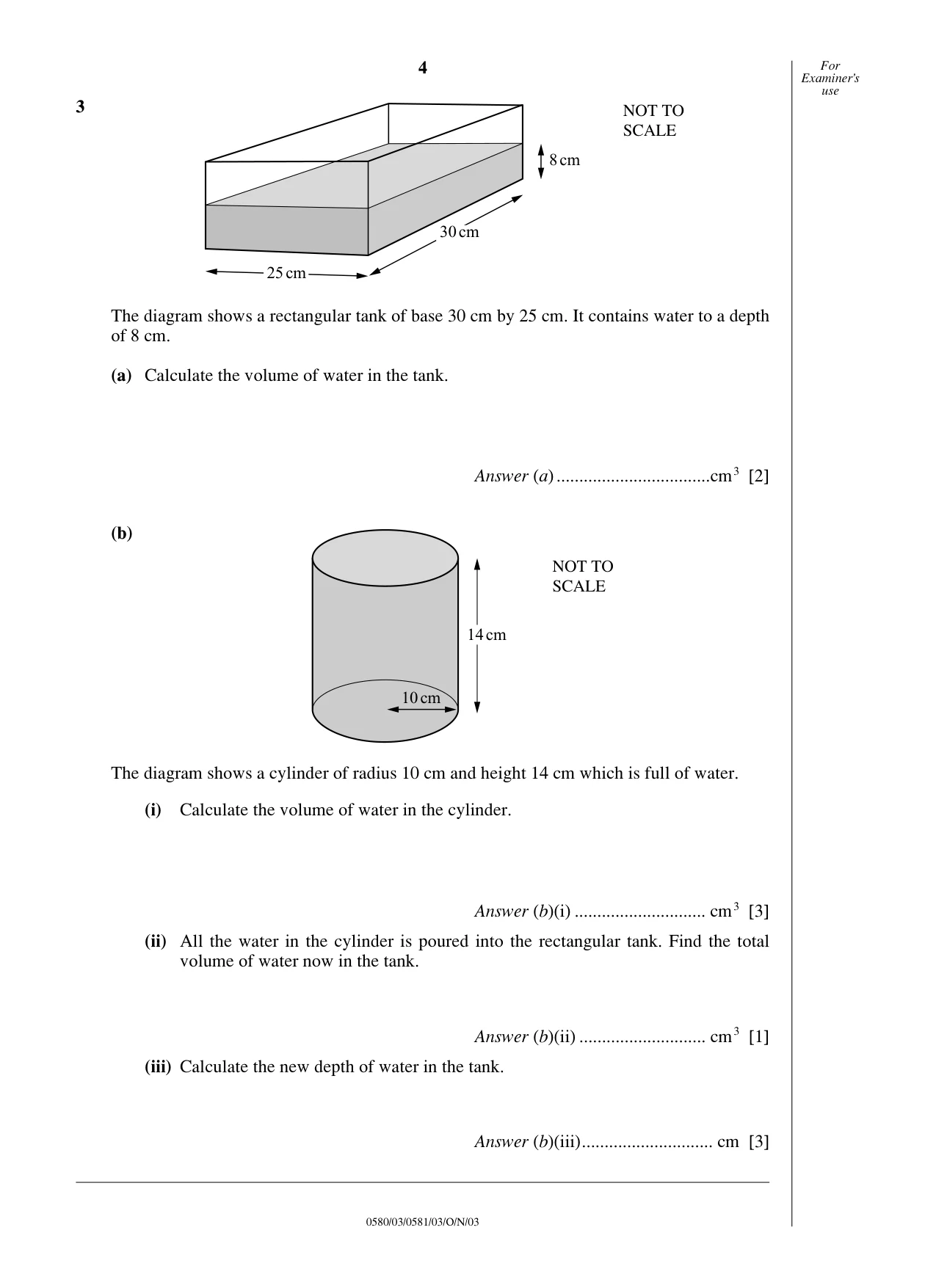 Cambridge IGCSE Mathematics (with coursework) 0581 2003 Oct/Nov Paper 3 · Variant 1 question paper, page 4 of 12