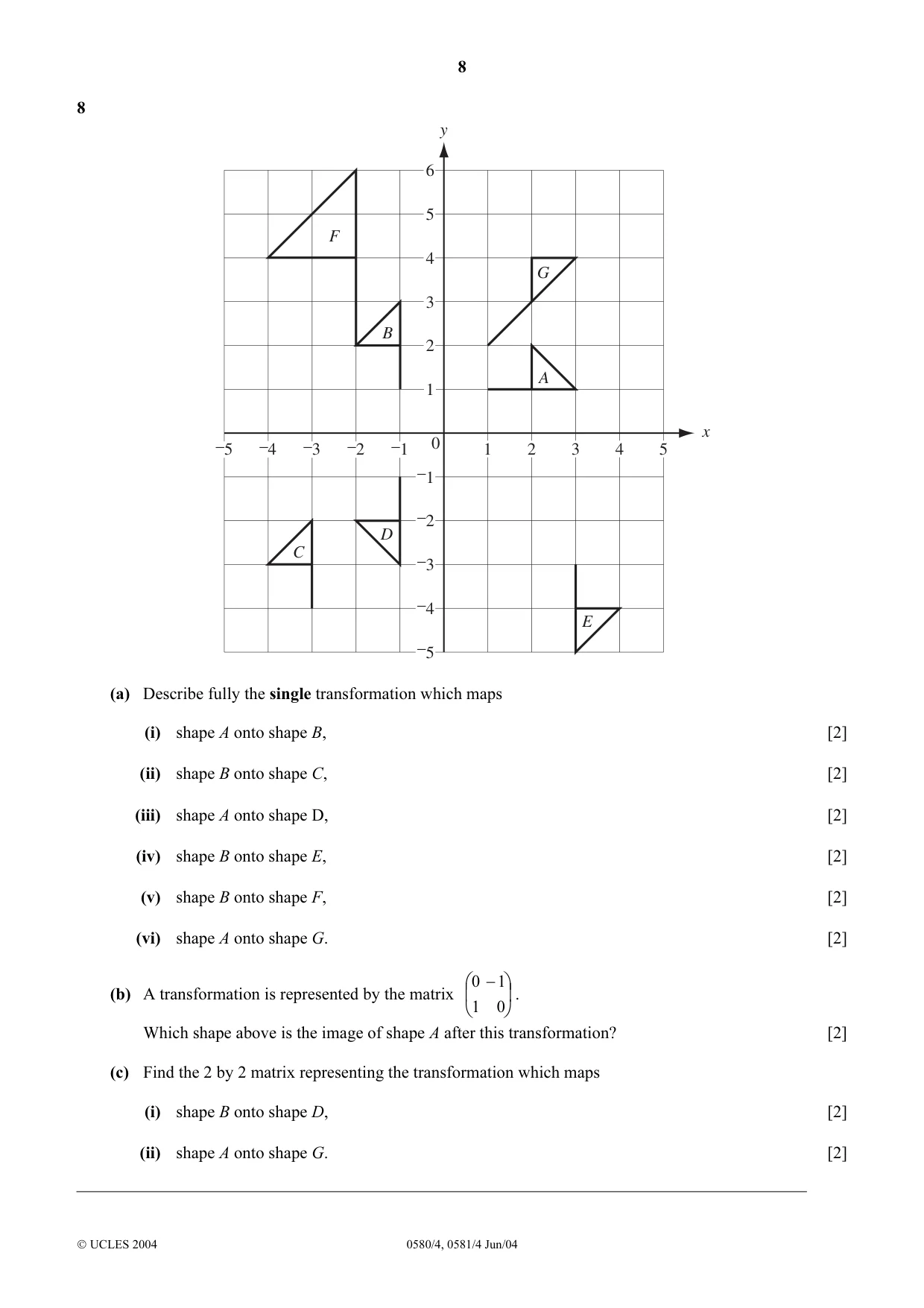 Cambridge IGCSE Mathematics (with coursework) 0581 2004 May/June Paper 4 · Variant 1 question paper, page 8 of 12