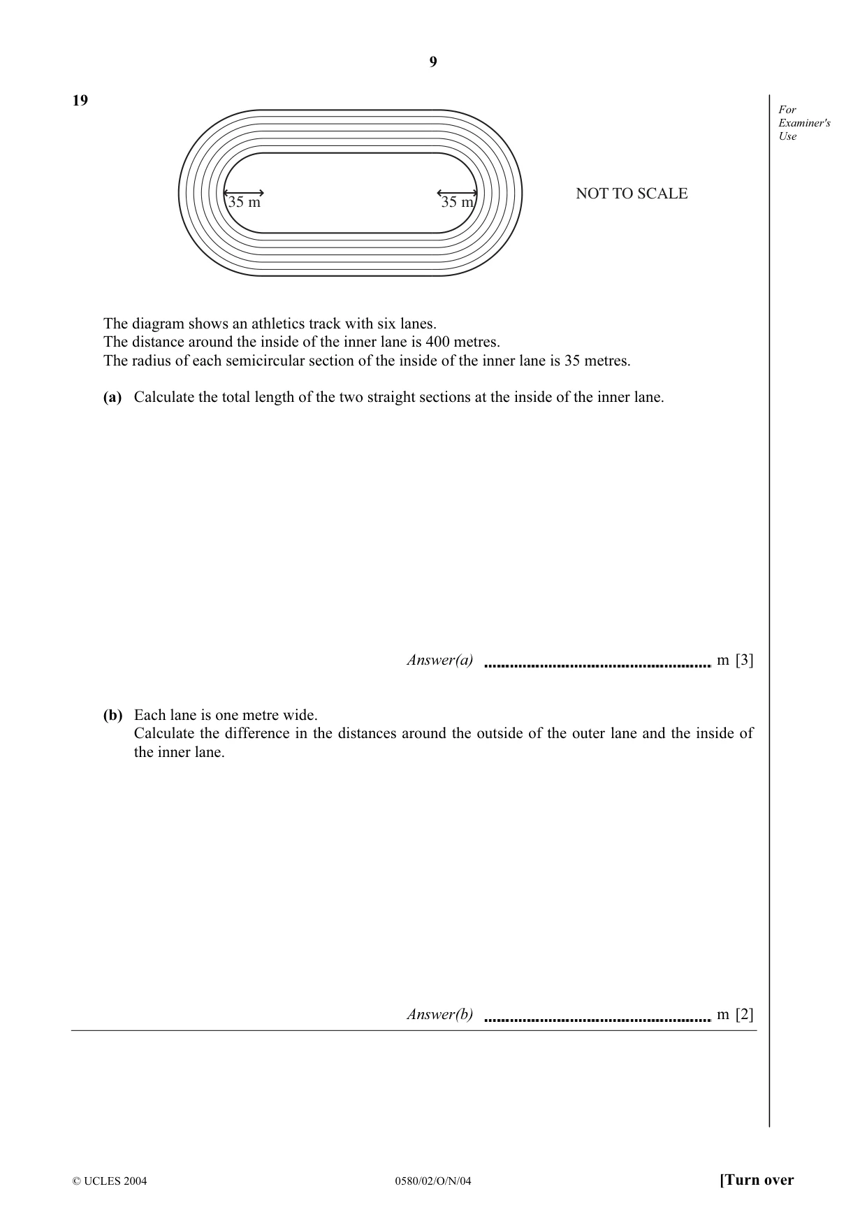 Cambridge IGCSE Mathematics (with coursework) 0581 2004 Oct/Nov Paper 2 · Variant 1 question paper, page 9 of 12