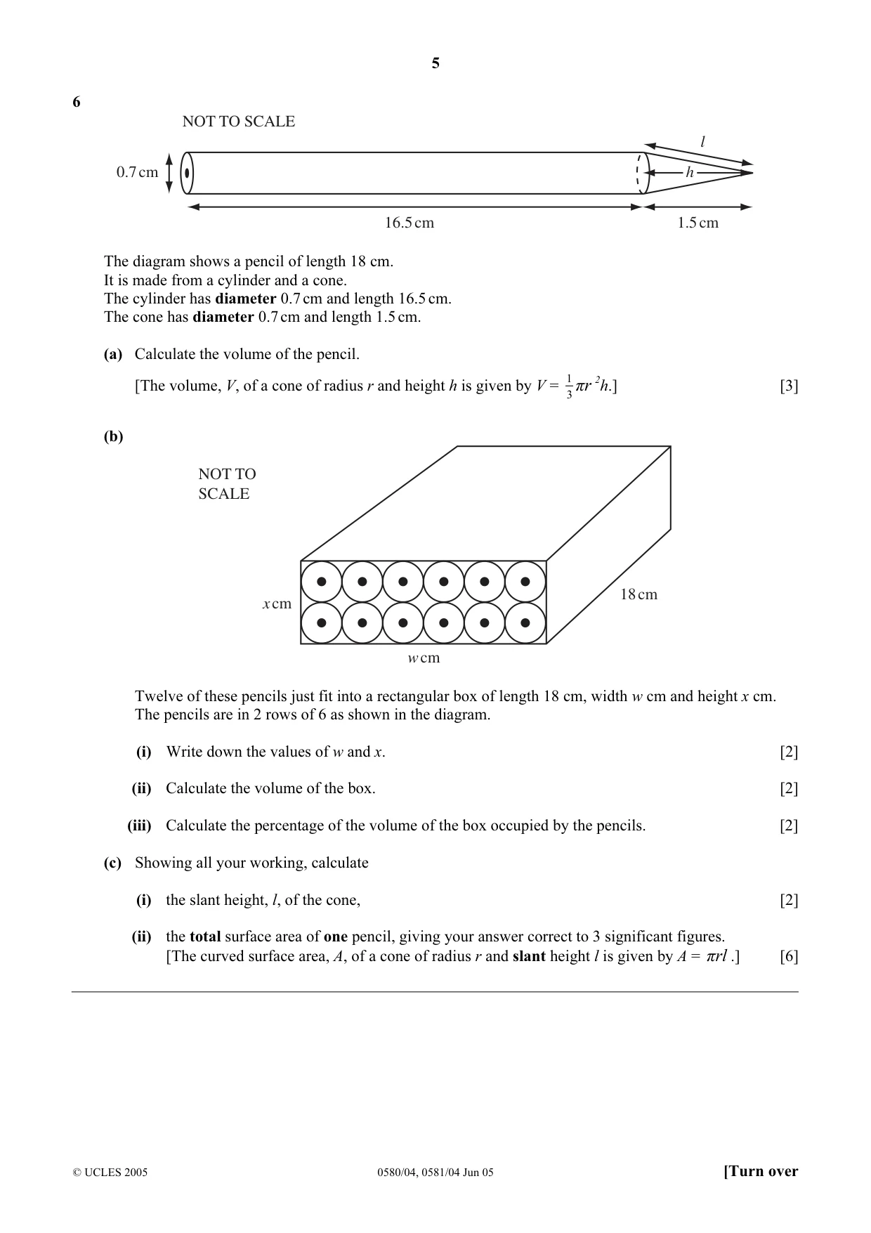 Cambridge IGCSE Mathematics (with coursework) 0581 2005 May/June Paper 4 · Variant 1 question paper, page 5 of 8