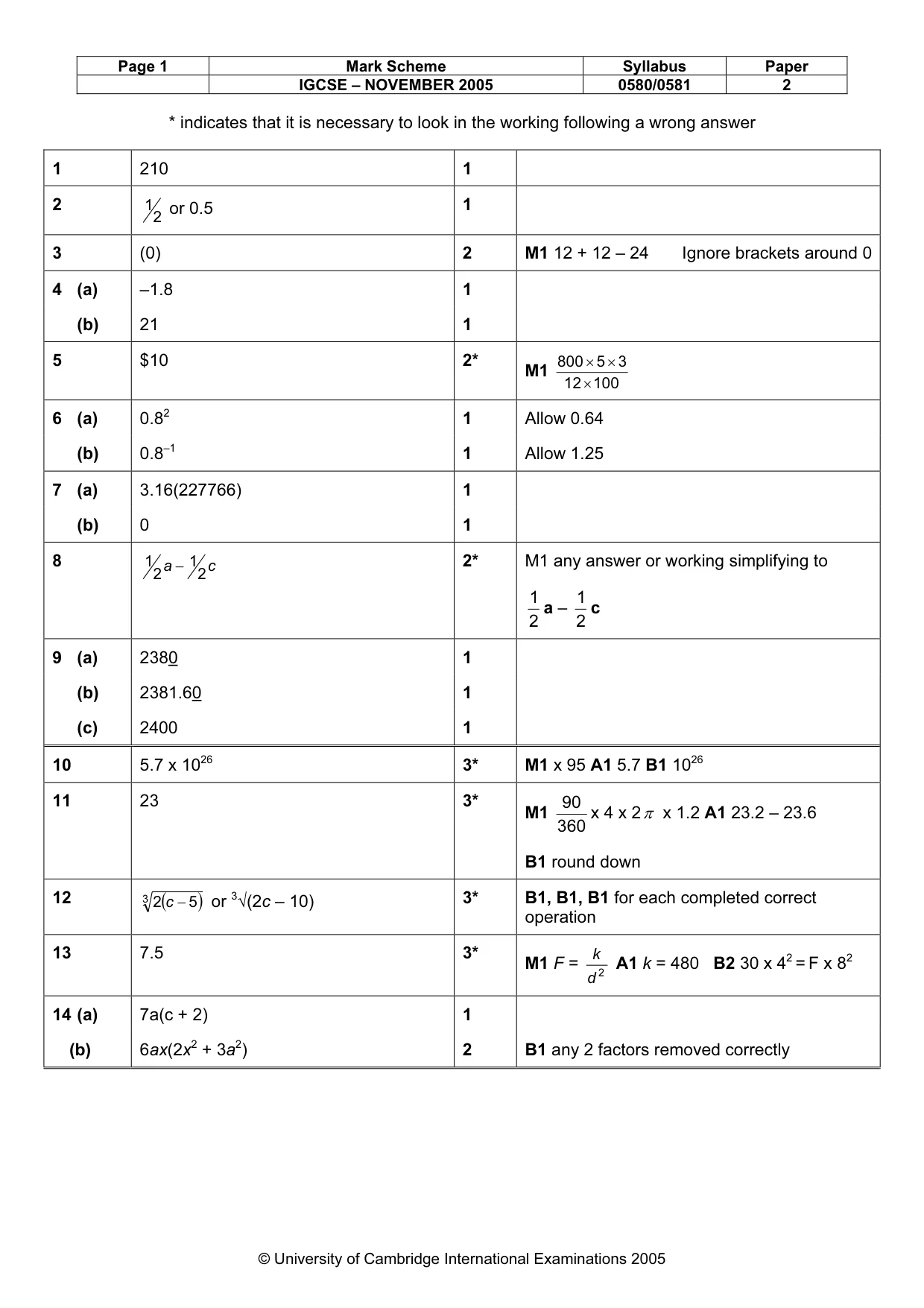 Mark scheme, page 3 of 4