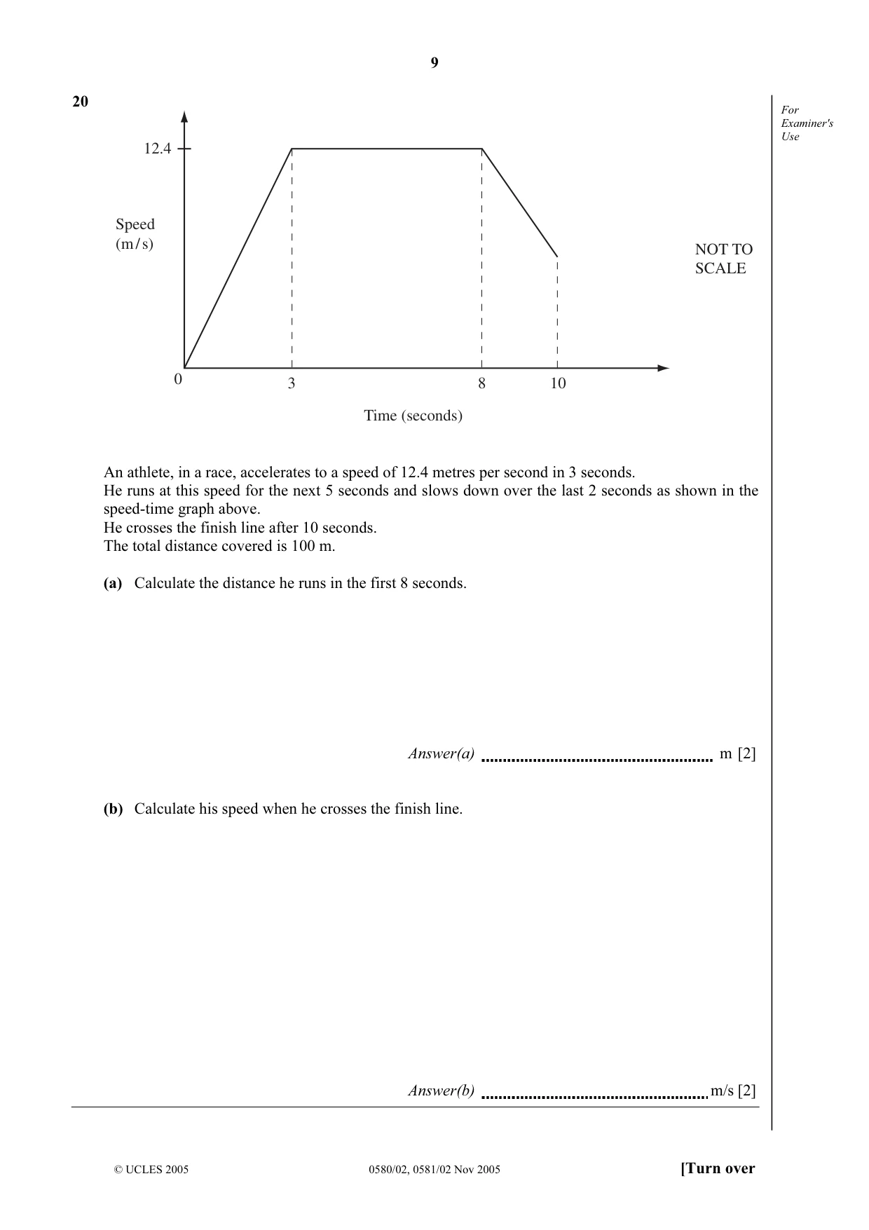 Cambridge IGCSE Mathematics (with coursework) 0581 2005 Oct/Nov Paper 2 · Variant 1 question paper, page 9 of 12