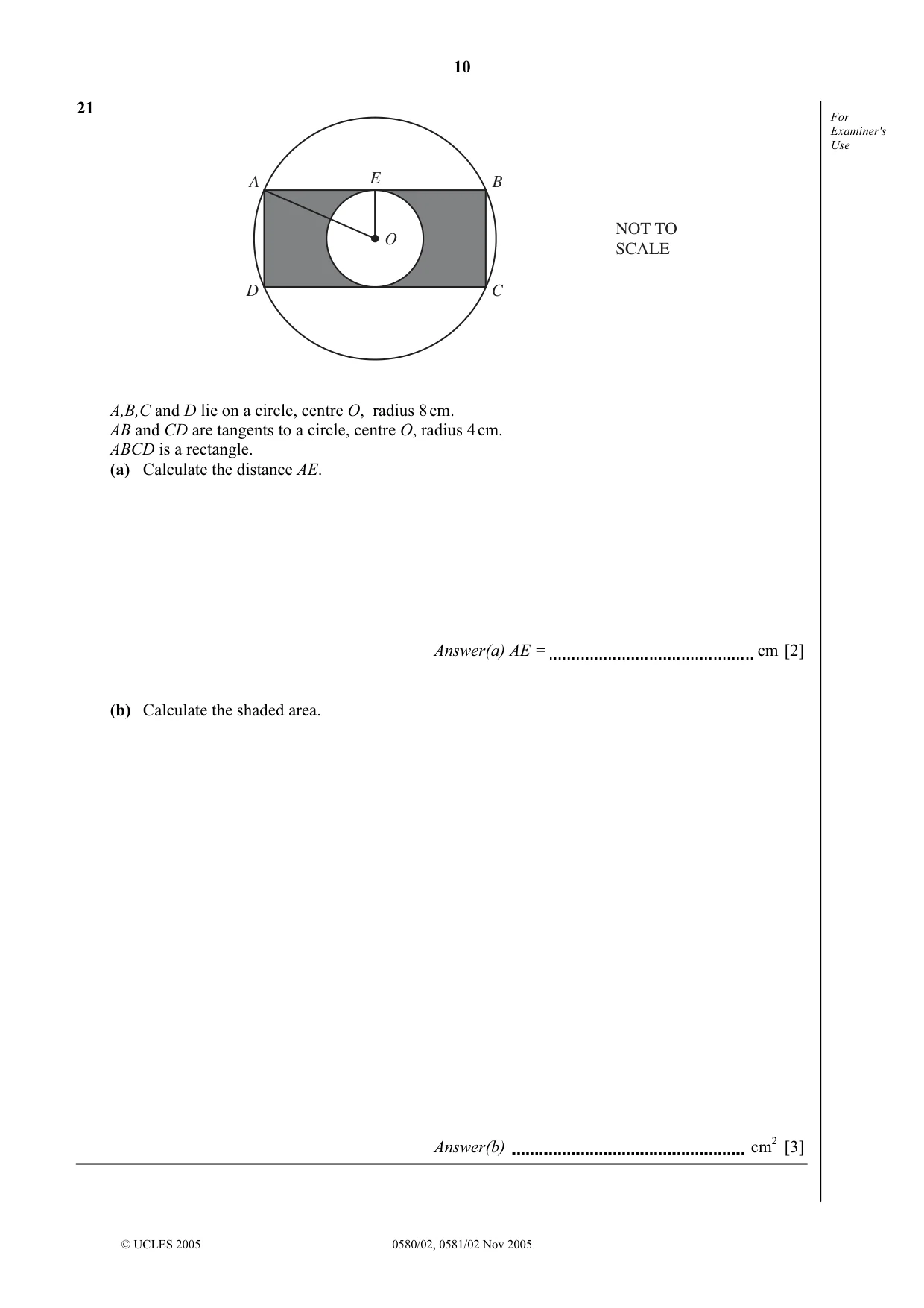 Cambridge IGCSE Mathematics (with coursework) 0581 2005 Oct/Nov Paper 2 · Variant 1 question paper, page 10 of 12