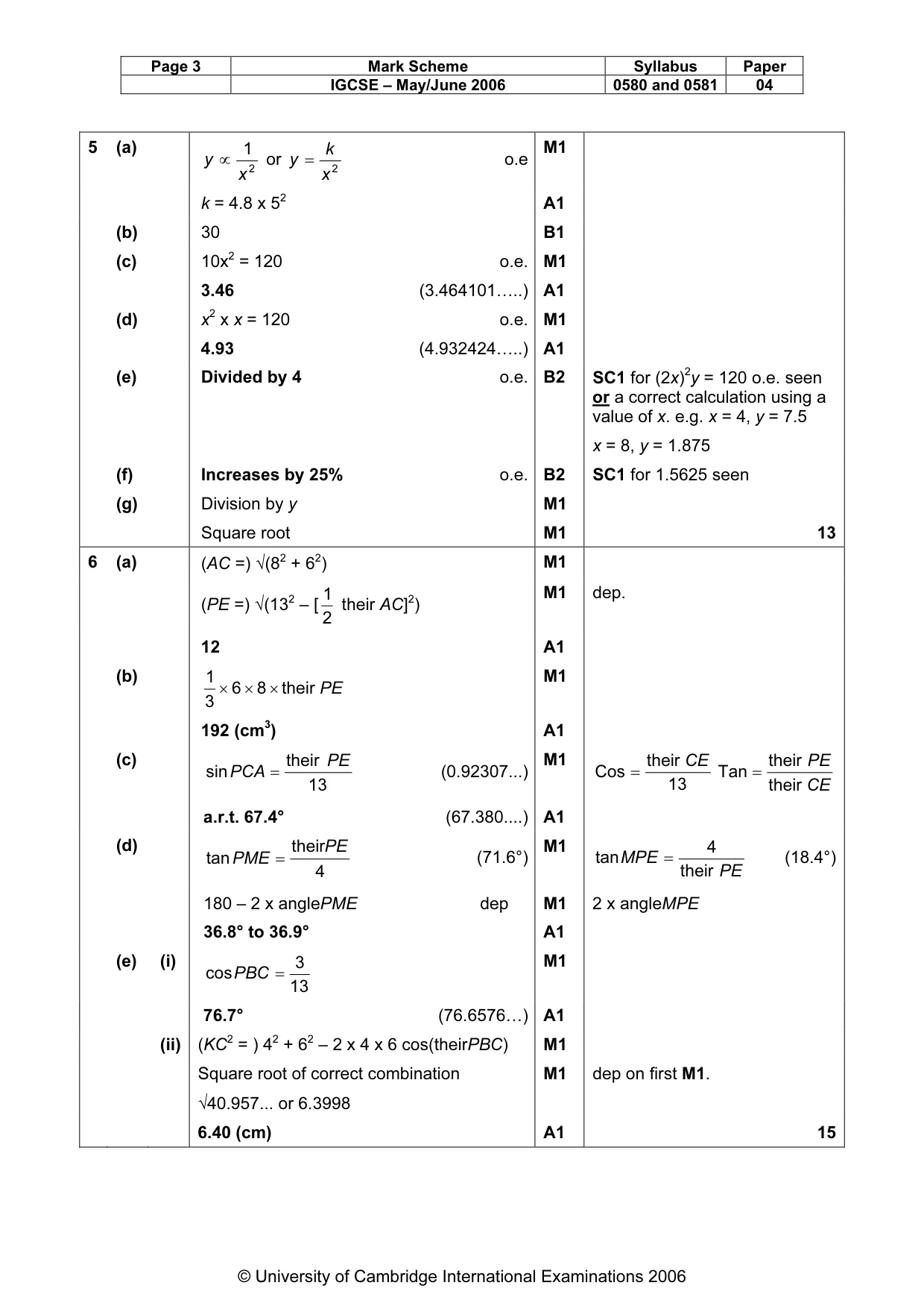 Mark scheme, page 4 of 6