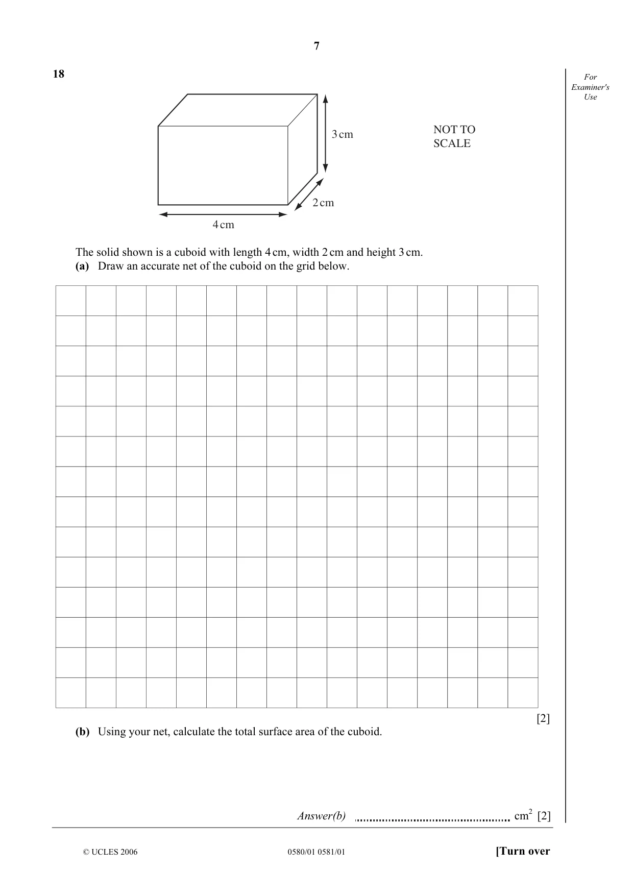 Cambridge IGCSE Mathematics (with coursework) 0581 2006 May/June Paper 1 · Variant 1 question paper, page 7 of 8