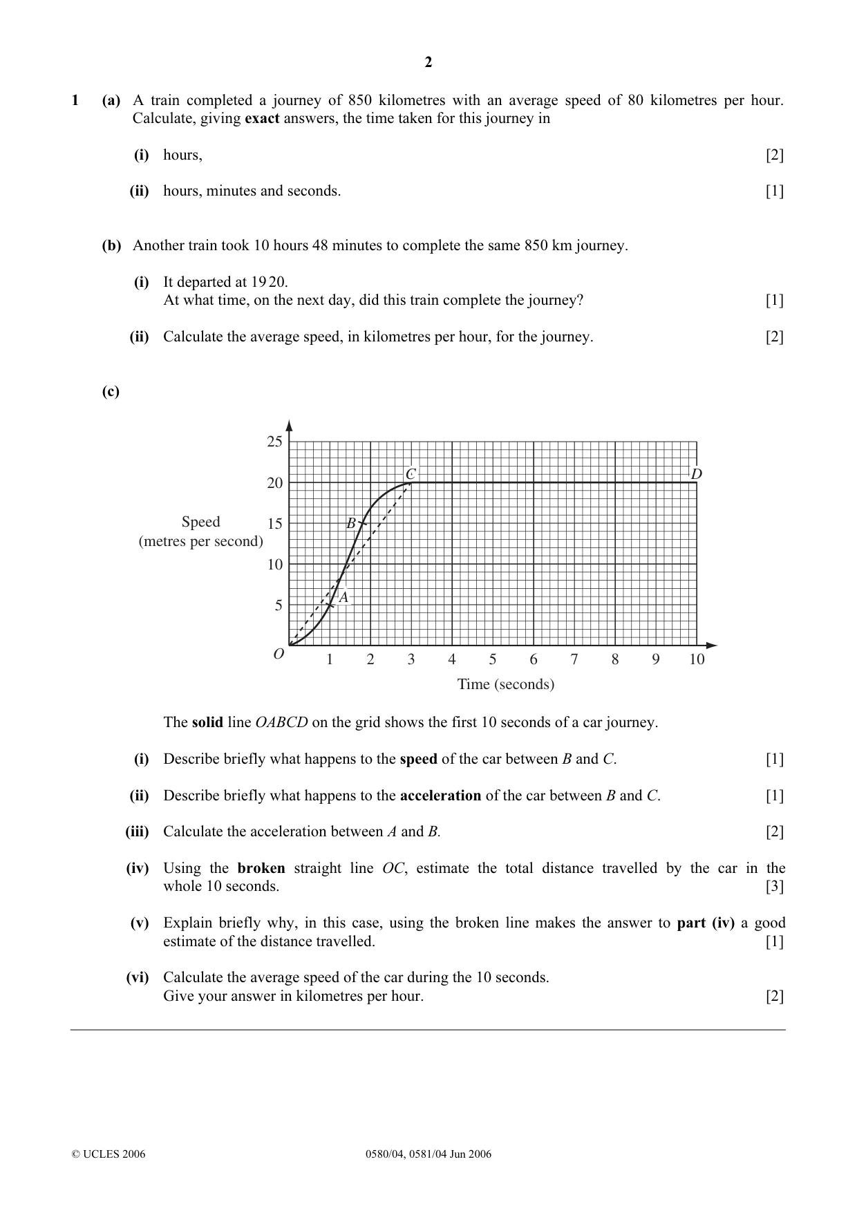 Cambridge IGCSE Mathematics (with coursework) 0581 2006 May/June Paper 4 · Variant 1 question paper, page 2 of 8