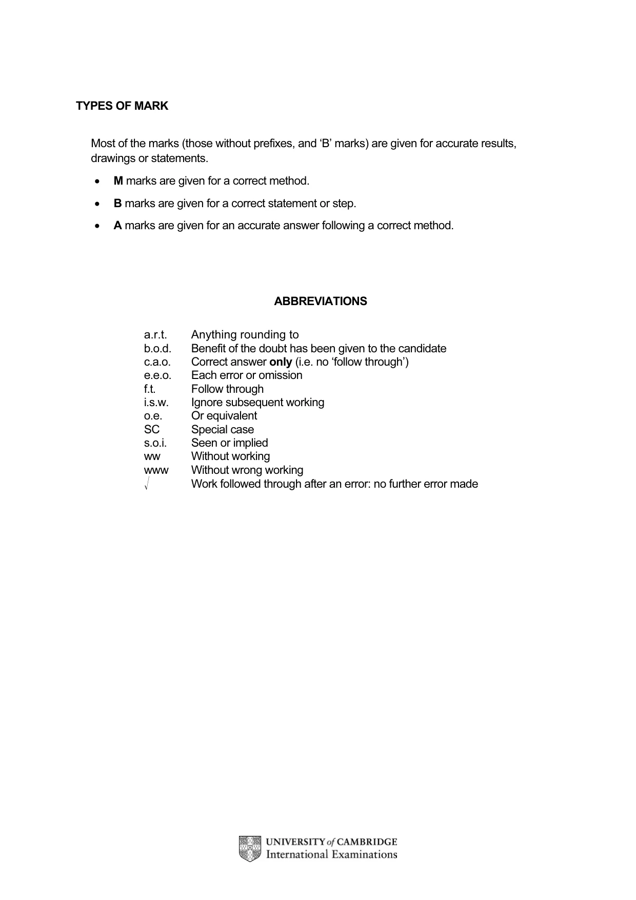 Mark scheme, page 2 of 4