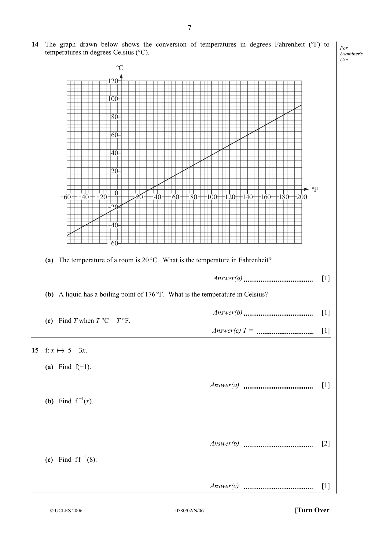 Cambridge IGCSE Mathematics (with coursework) 0581 2006 Oct/Nov Paper 2 · Variant 1 question paper, page 7 of 12