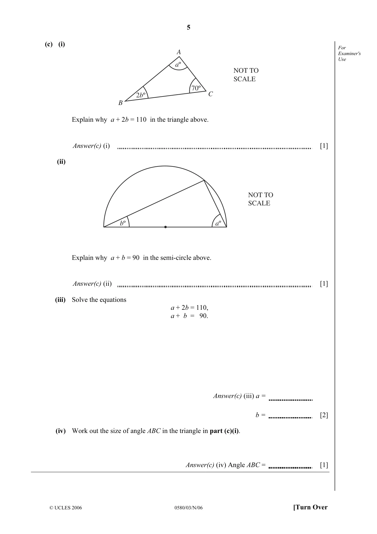 Cambridge IGCSE Mathematics (with coursework) 0581 2006 Oct/Nov Paper 3 · Variant 1 question paper, page 5 of 16