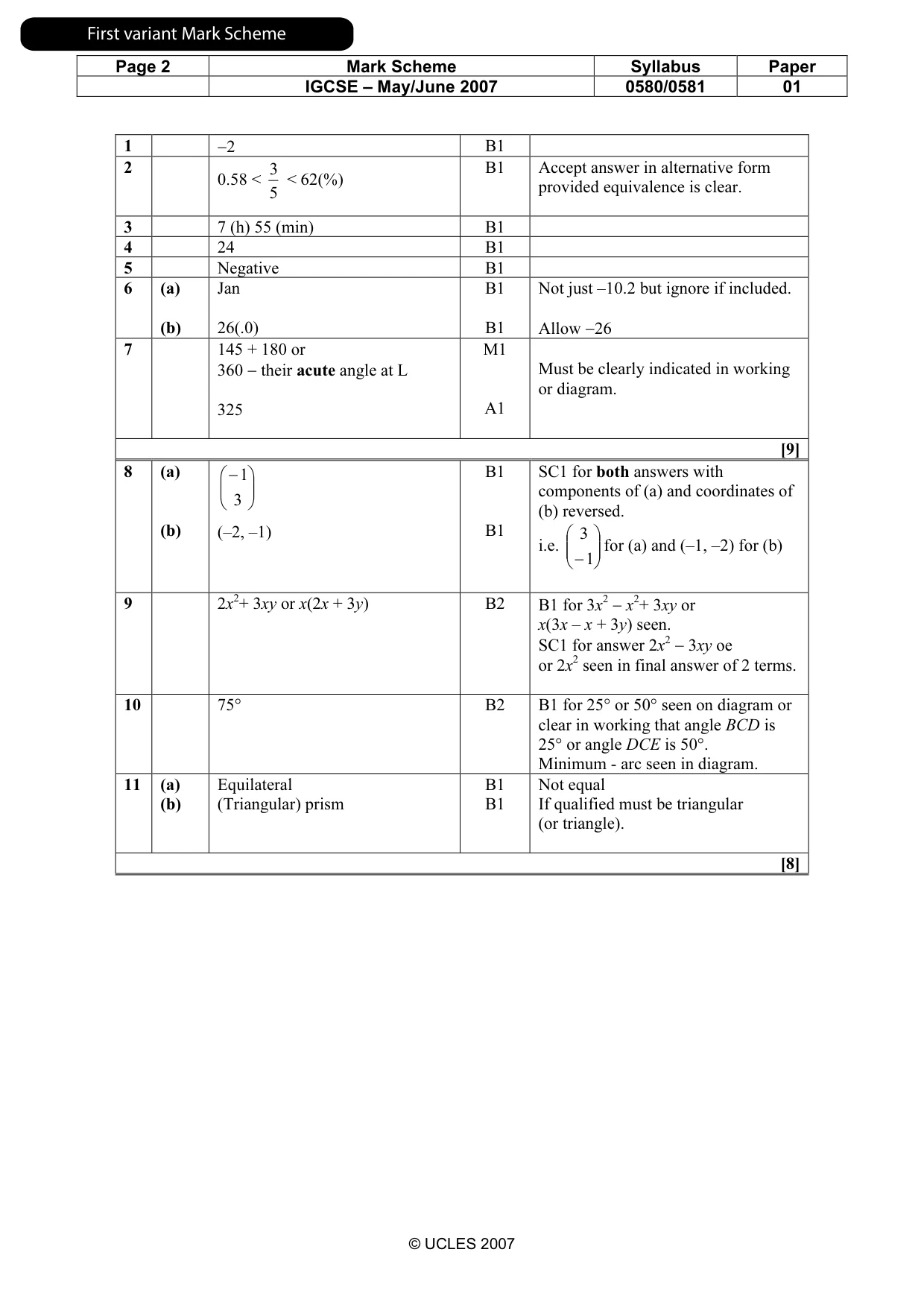 Mark scheme, page 3 of 8