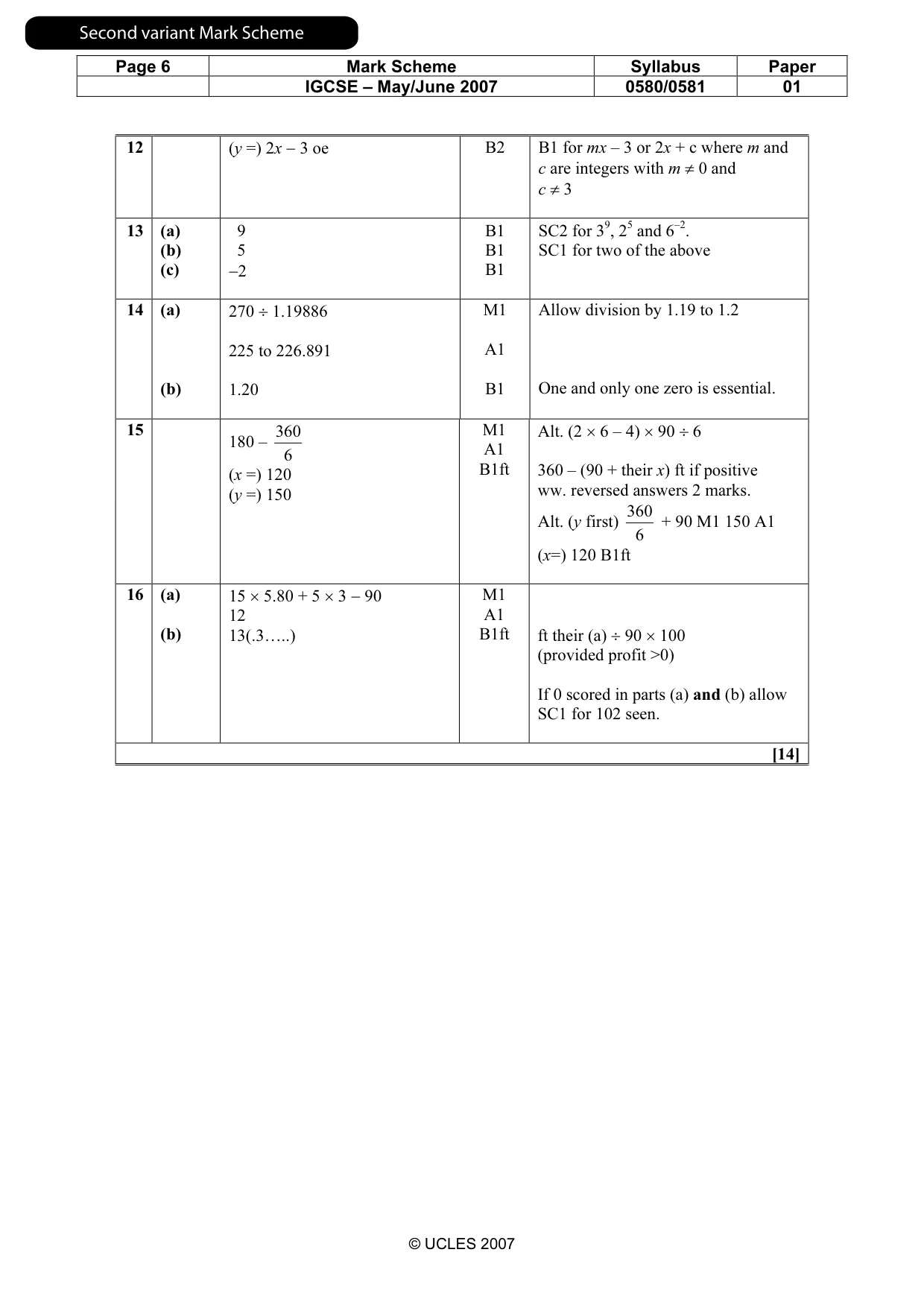 Mark scheme, page 7 of 8