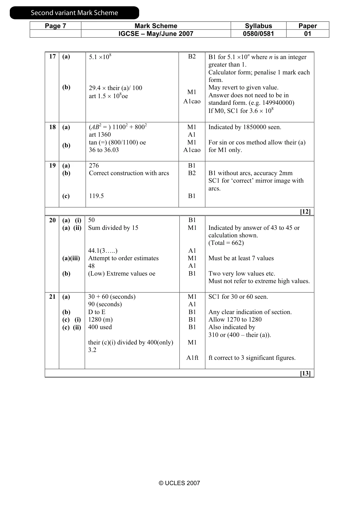 Mark scheme, page 8 of 8