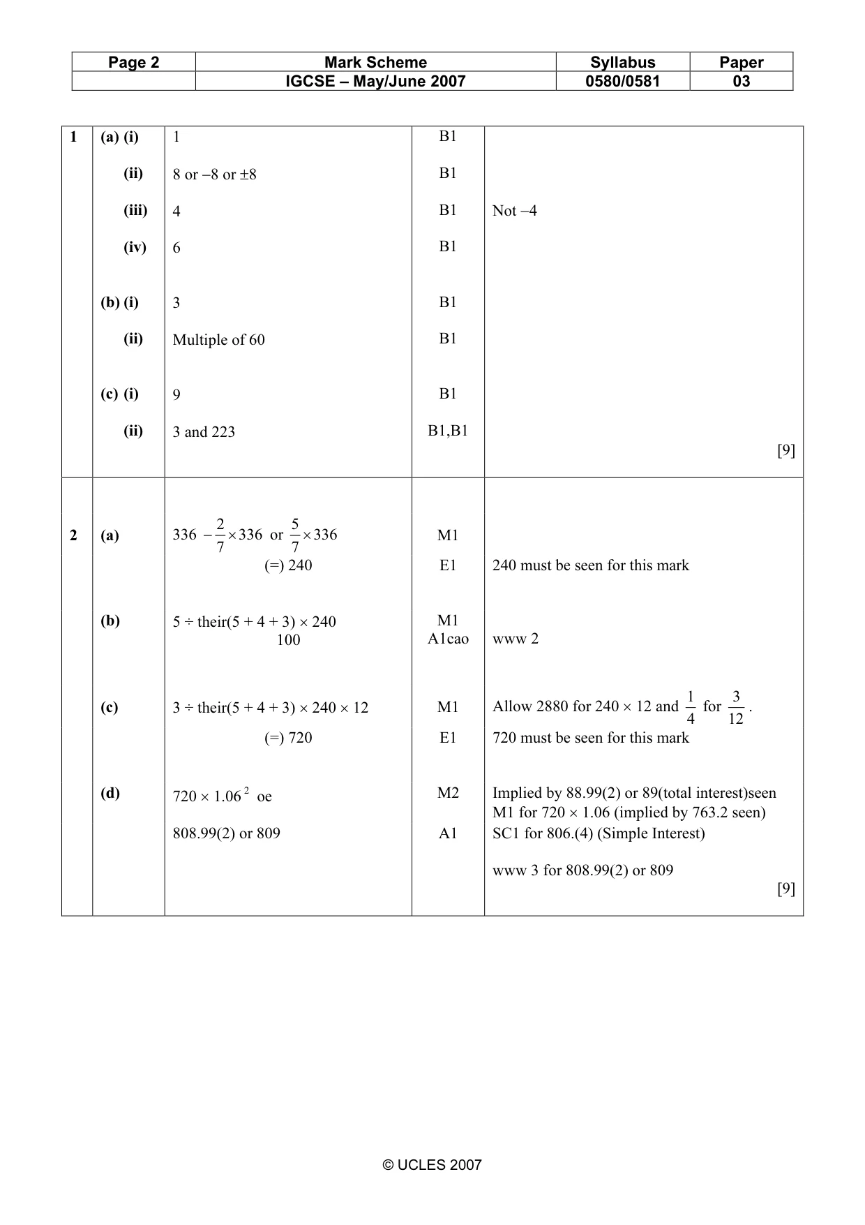 Mark scheme, page 2 of 6