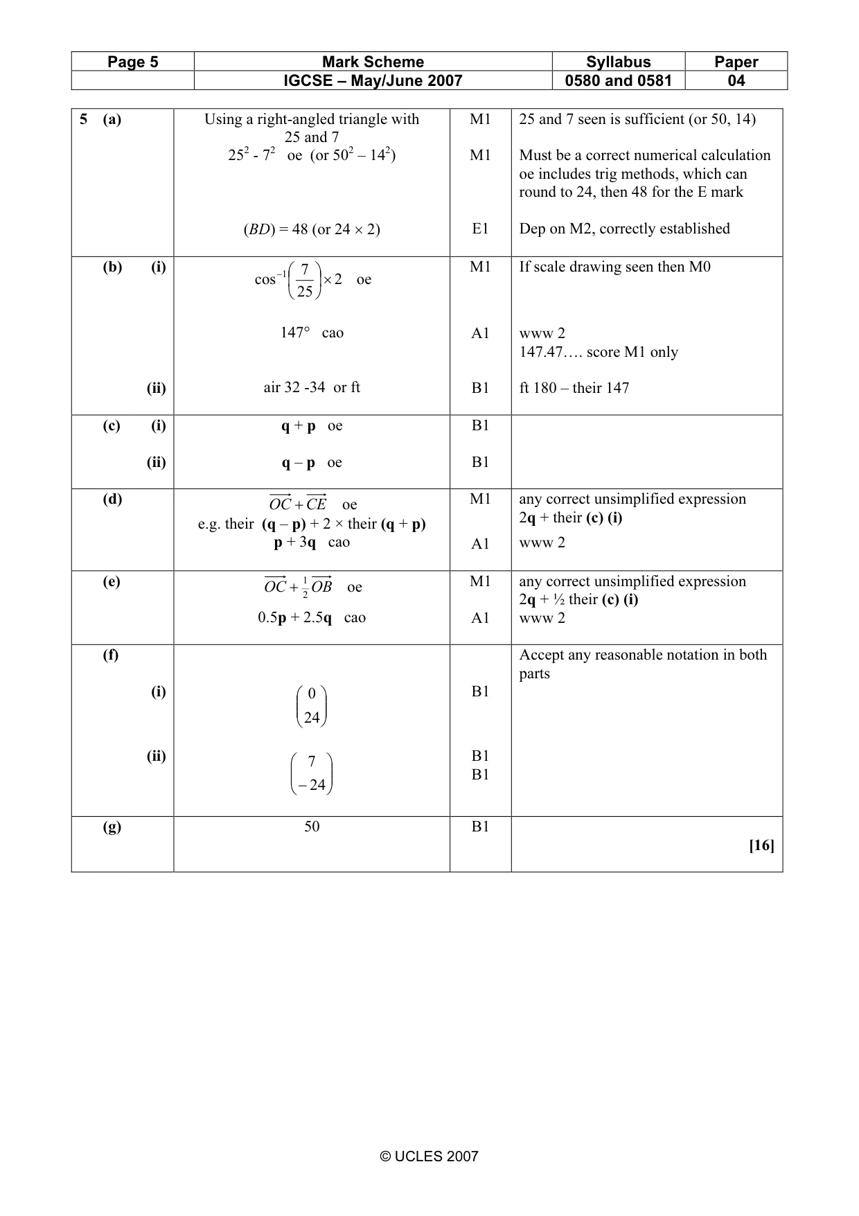 Mark scheme, page 5 of 8