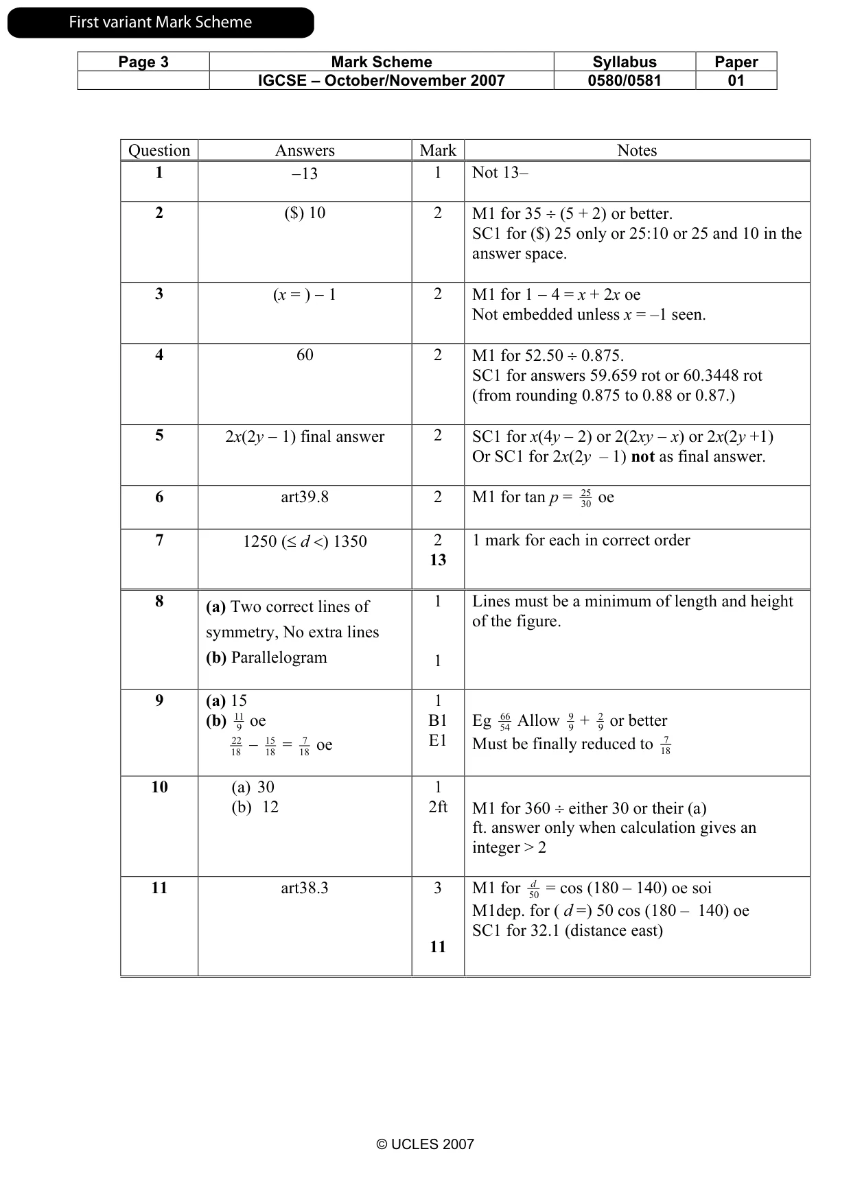 Mark scheme, page 4 of 7