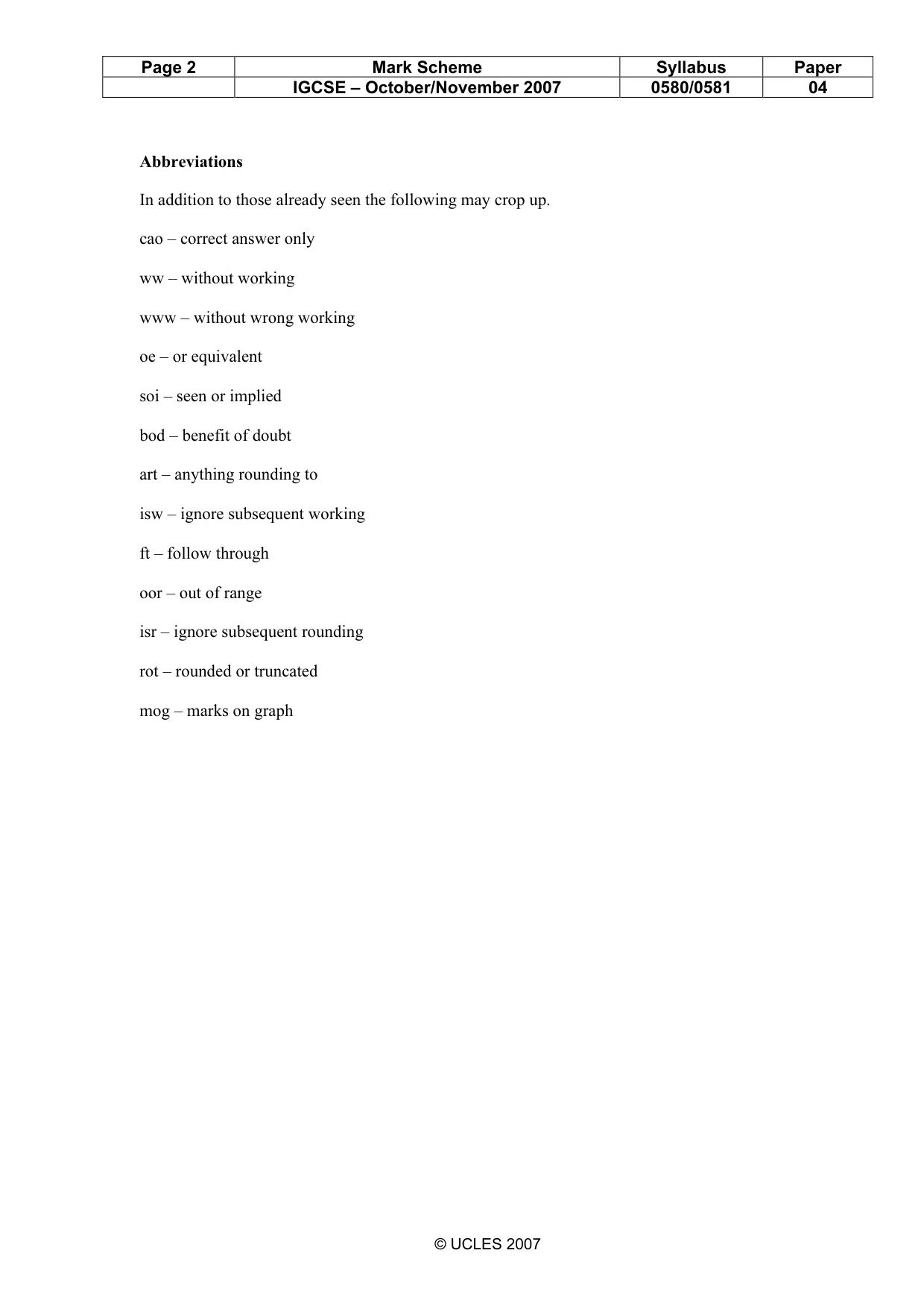Mark scheme, page 2 of 7