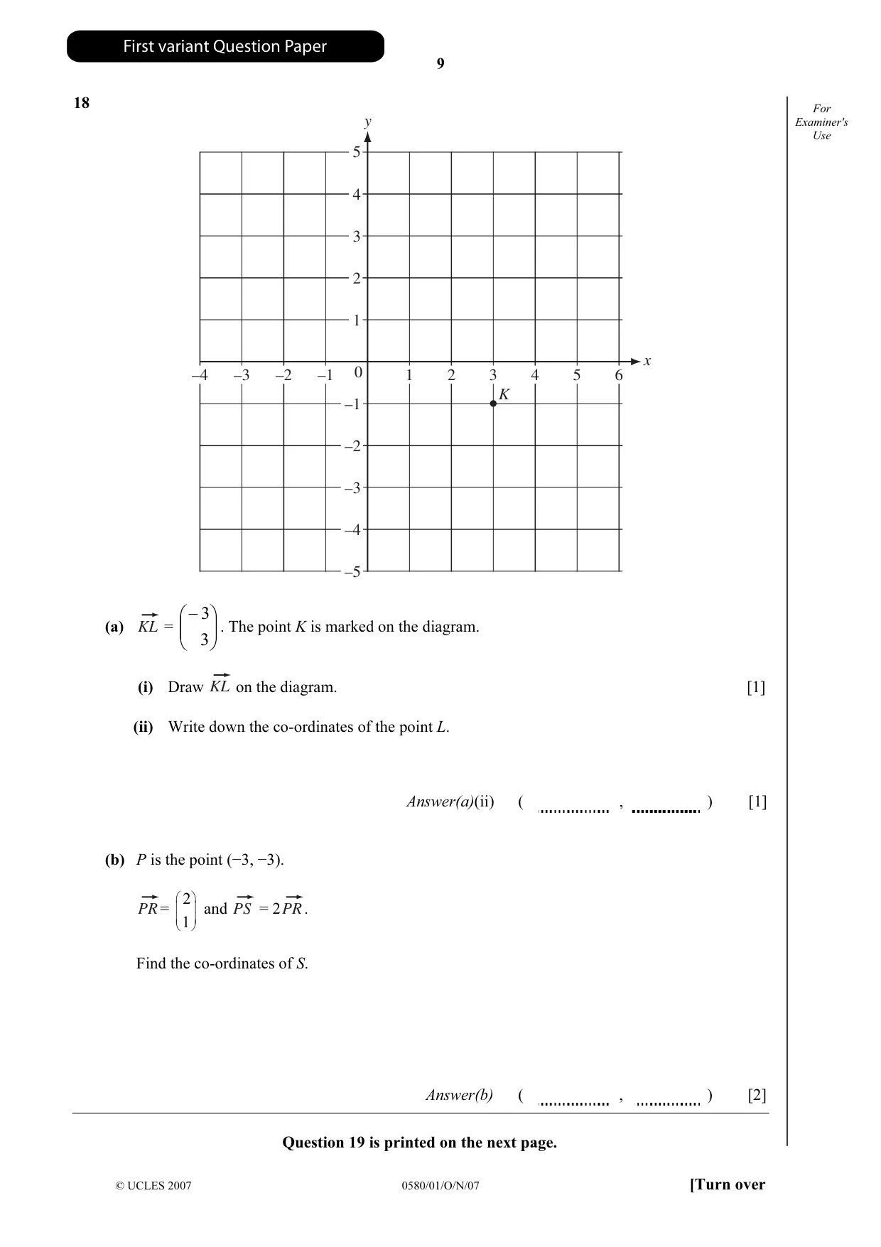 Cambridge IGCSE Mathematics (with coursework) 0581 2007 Oct/Nov Paper 1 · Variant 1 question paper, page 10 of 25