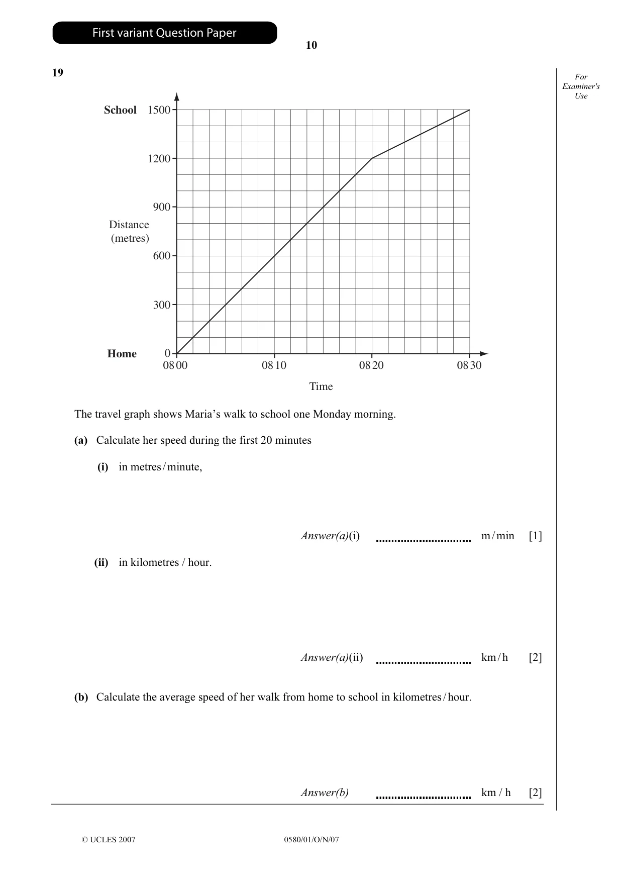 Cambridge IGCSE Mathematics (with coursework) 0581 2007 Oct/Nov Paper 1 · Variant 1 question paper, page 11 of 25