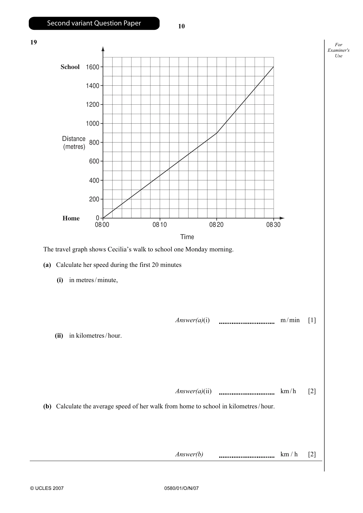 Cambridge IGCSE Mathematics (with coursework) 0581 2007 Oct/Nov Paper 1 · Variant 1 question paper, page 23 of 25