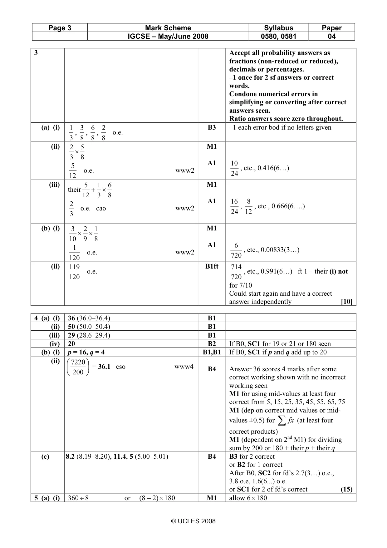 Mark scheme, page 3 of 5