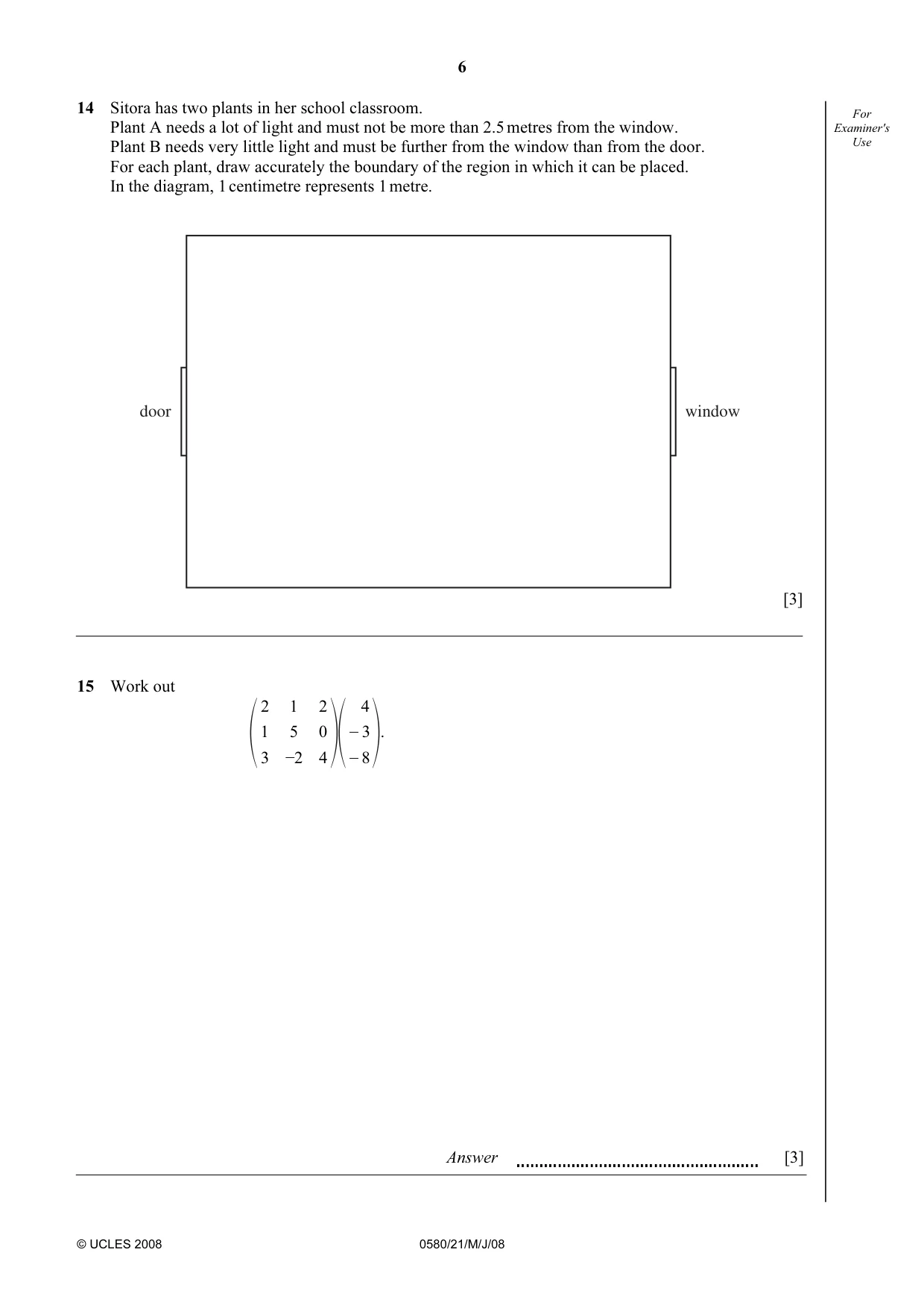 Cambridge IGCSE Mathematics (with coursework) 0581 2008 May/June Paper 2 · Variant 1 question paper, page 7 of 25