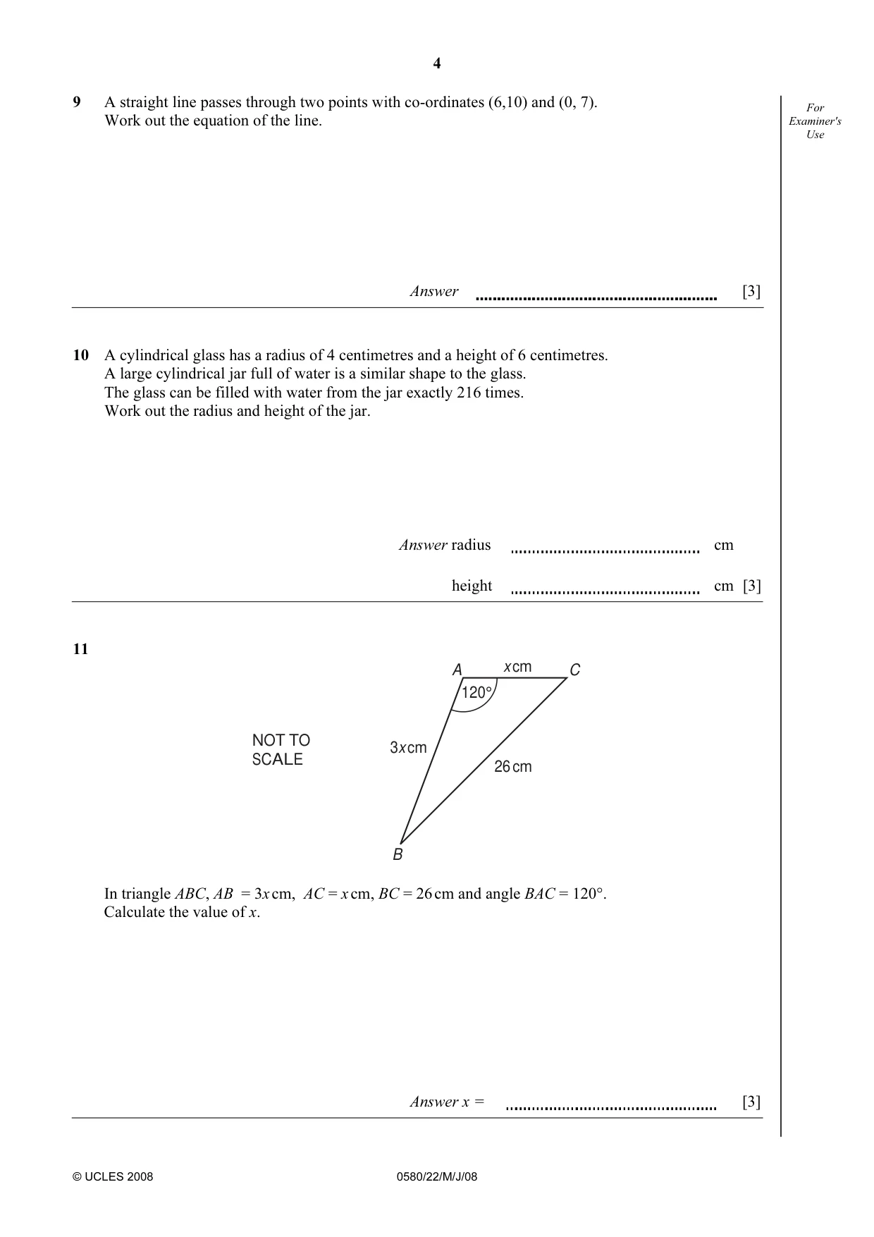 Cambridge IGCSE Mathematics (with coursework) 0581 2008 May/June Paper 2 · Variant 1 question paper, page 17 of 25