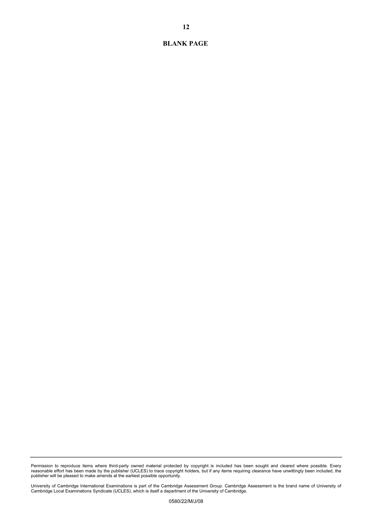 Cambridge IGCSE Mathematics (with coursework) 0581 2008 May/June Paper 2 · Variant 1 question paper, page 25 of 25