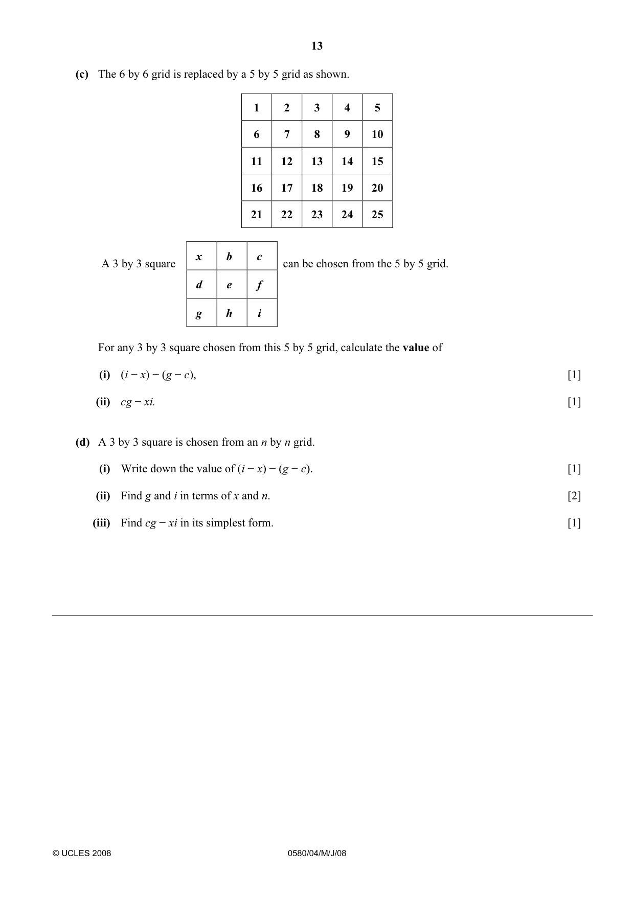 Cambridge IGCSE Mathematics (with coursework) 0581 2008 May/June Paper 4 · Variant 1 question paper, page 13 of 16