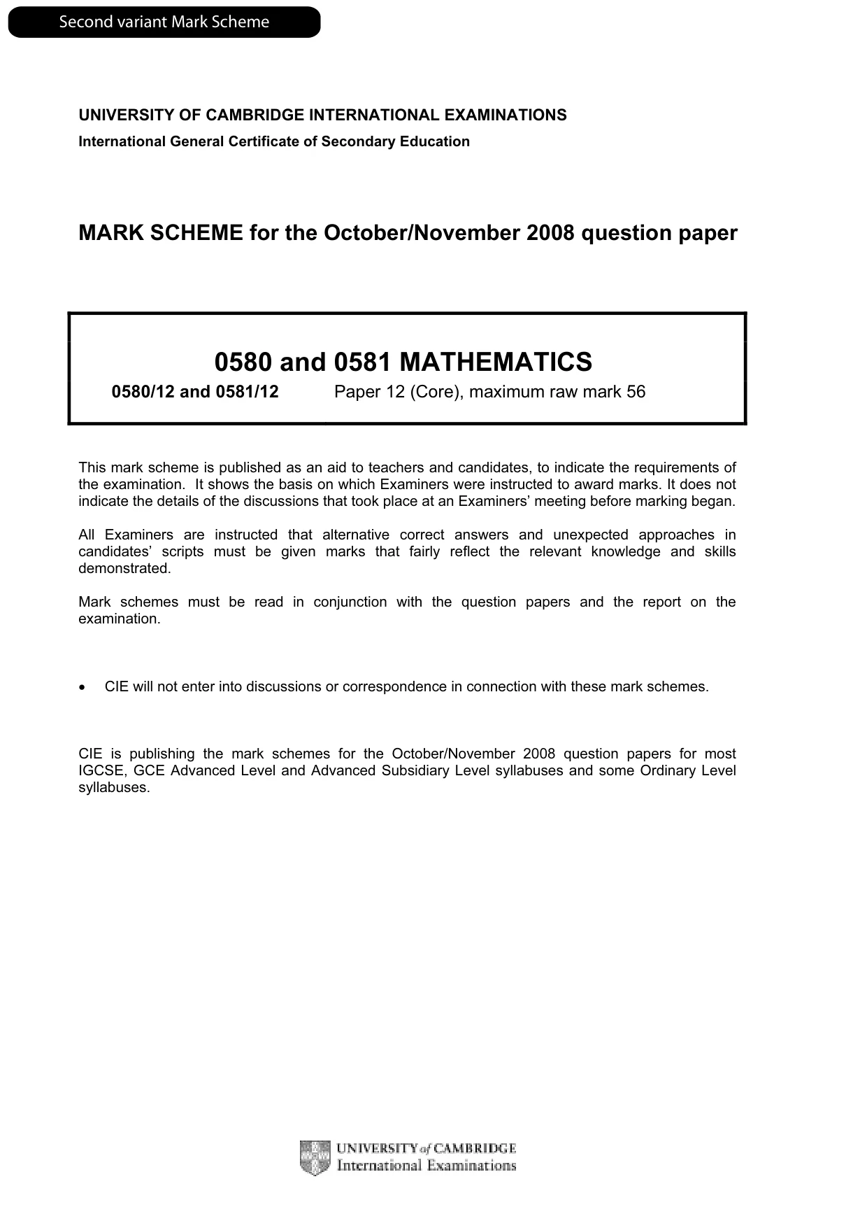 Mark scheme, page 5 of 8