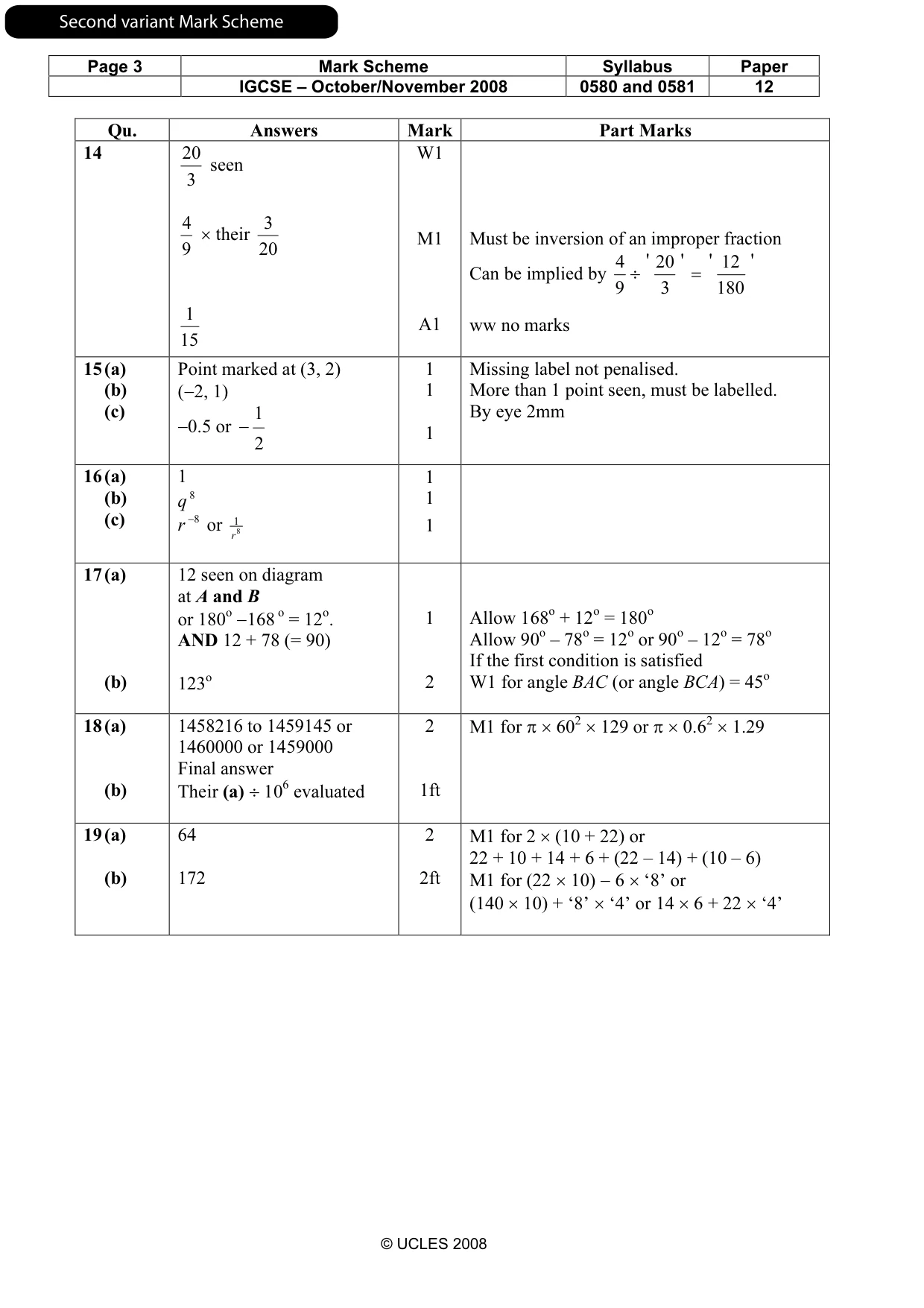 Mark scheme, page 7 of 8