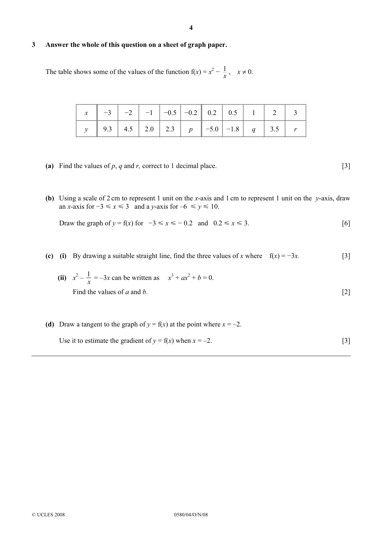 Cambridge IGCSE Mathematics (with coursework) 0581 2008 Oct/Nov Paper 4 · Variant 0 question paper, page 4 of 12