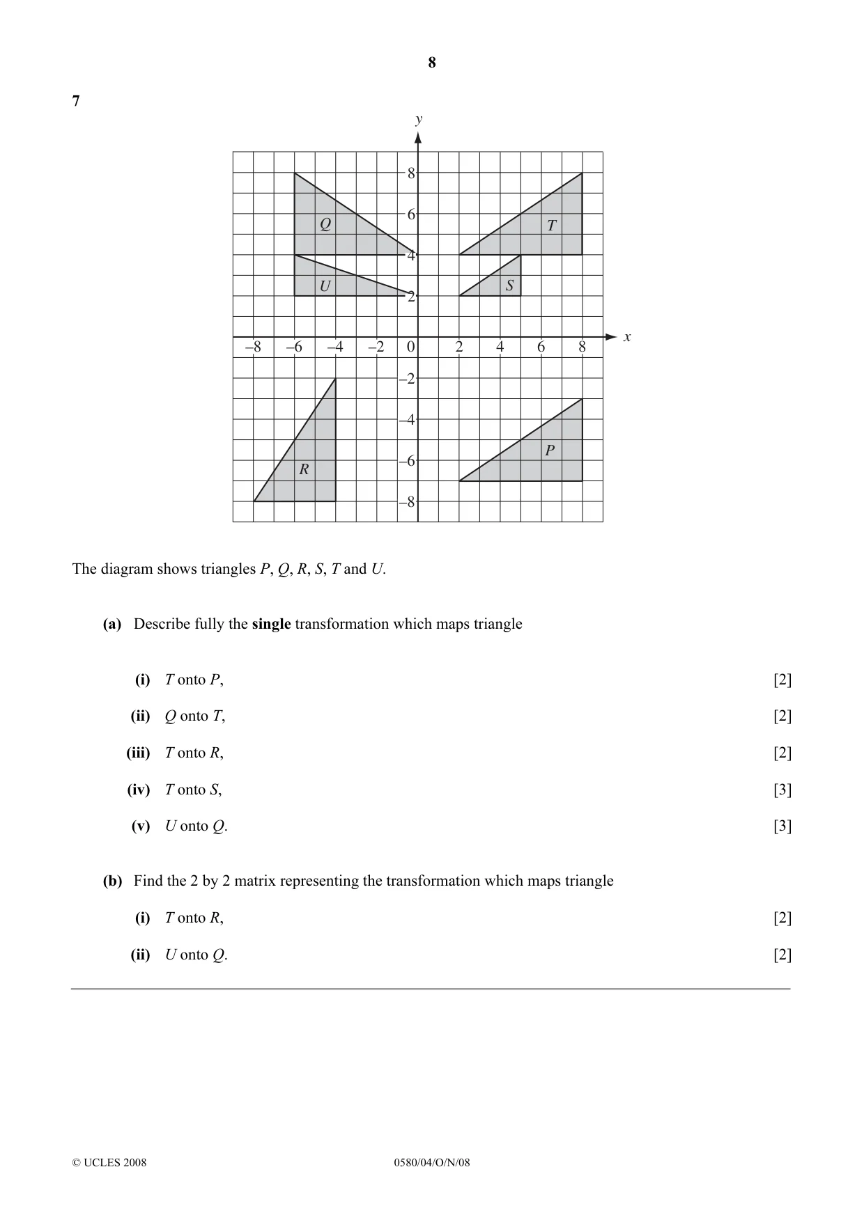 Cambridge IGCSE Mathematics (with coursework) 0581 2008 Oct/Nov Paper 4 · Variant 0 question paper, page 8 of 12