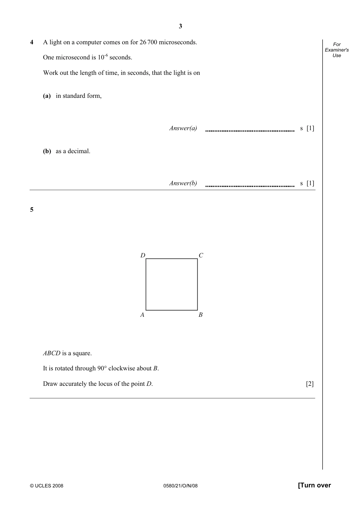 Cambridge IGCSE Mathematics (with coursework) 0581 2008 Oct/Nov Paper 2 · Variant 1 question paper, page 4 of 25