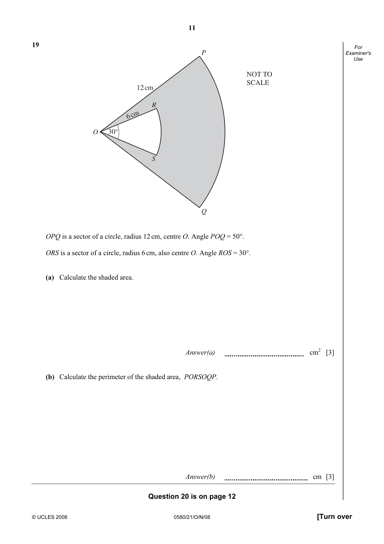 Cambridge IGCSE Mathematics (with coursework) 0581 2008 Oct/Nov Paper 2 · Variant 1 question paper, page 12 of 25