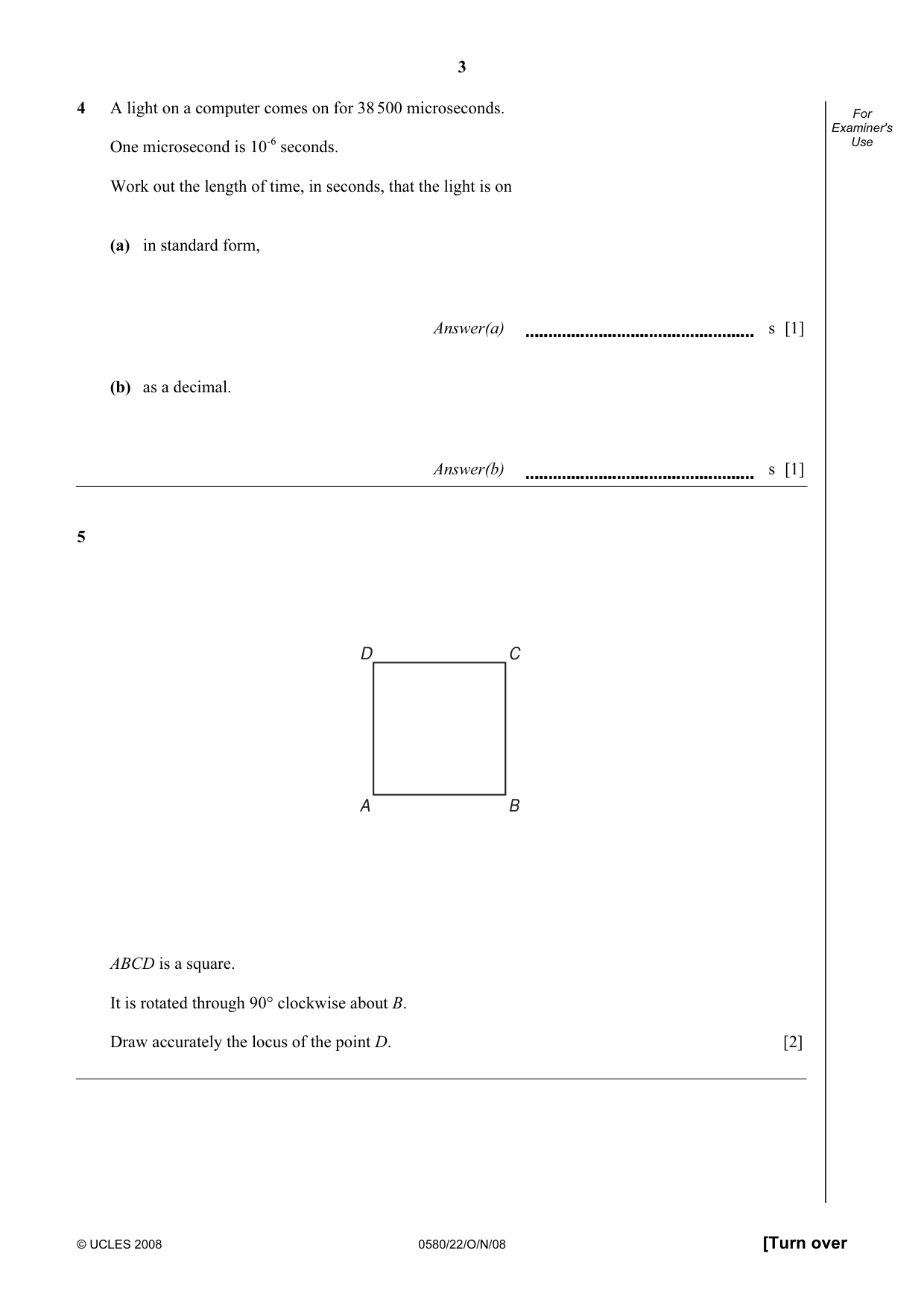 Cambridge IGCSE Mathematics (with coursework) 0581 2008 Oct/Nov Paper 2 · Variant 1 question paper, page 16 of 25