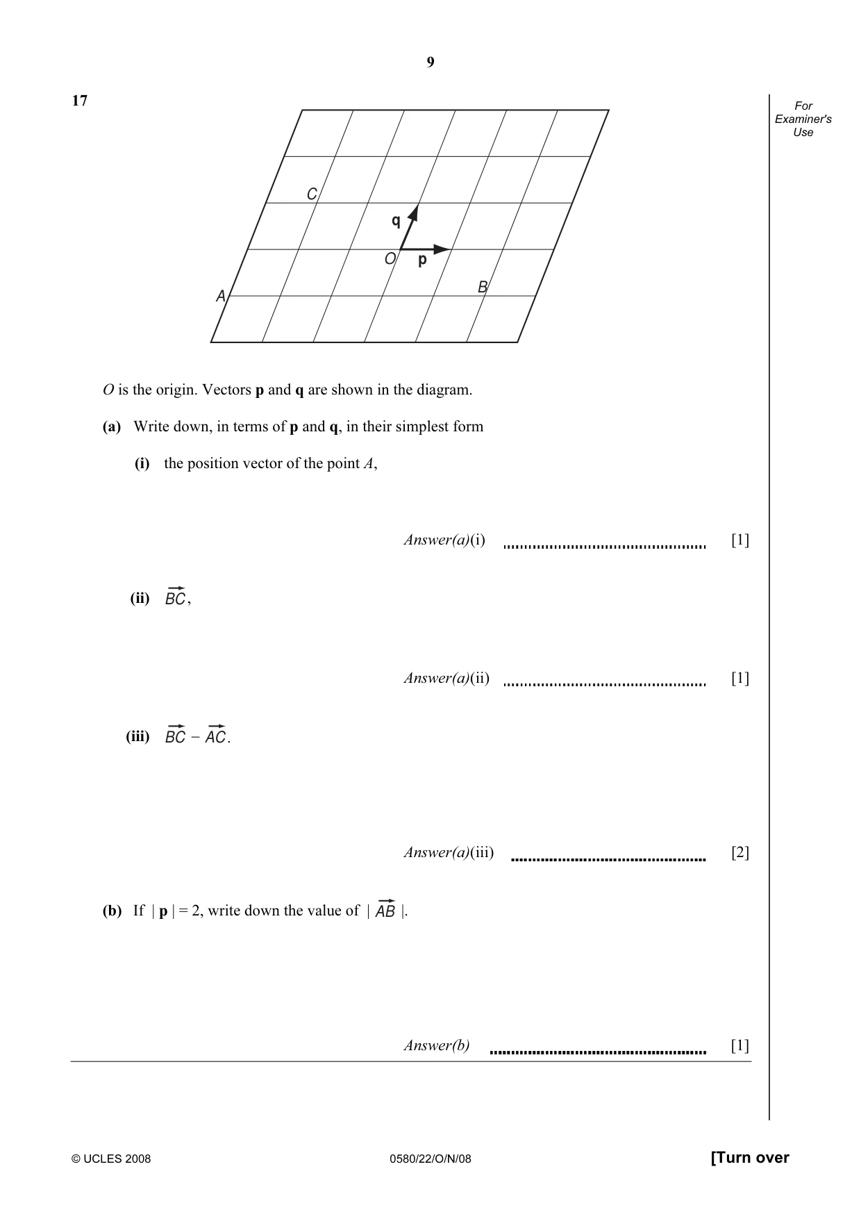 Cambridge IGCSE Mathematics (with coursework) 0581 2008 Oct/Nov Paper 2 · Variant 1 question paper, page 22 of 25