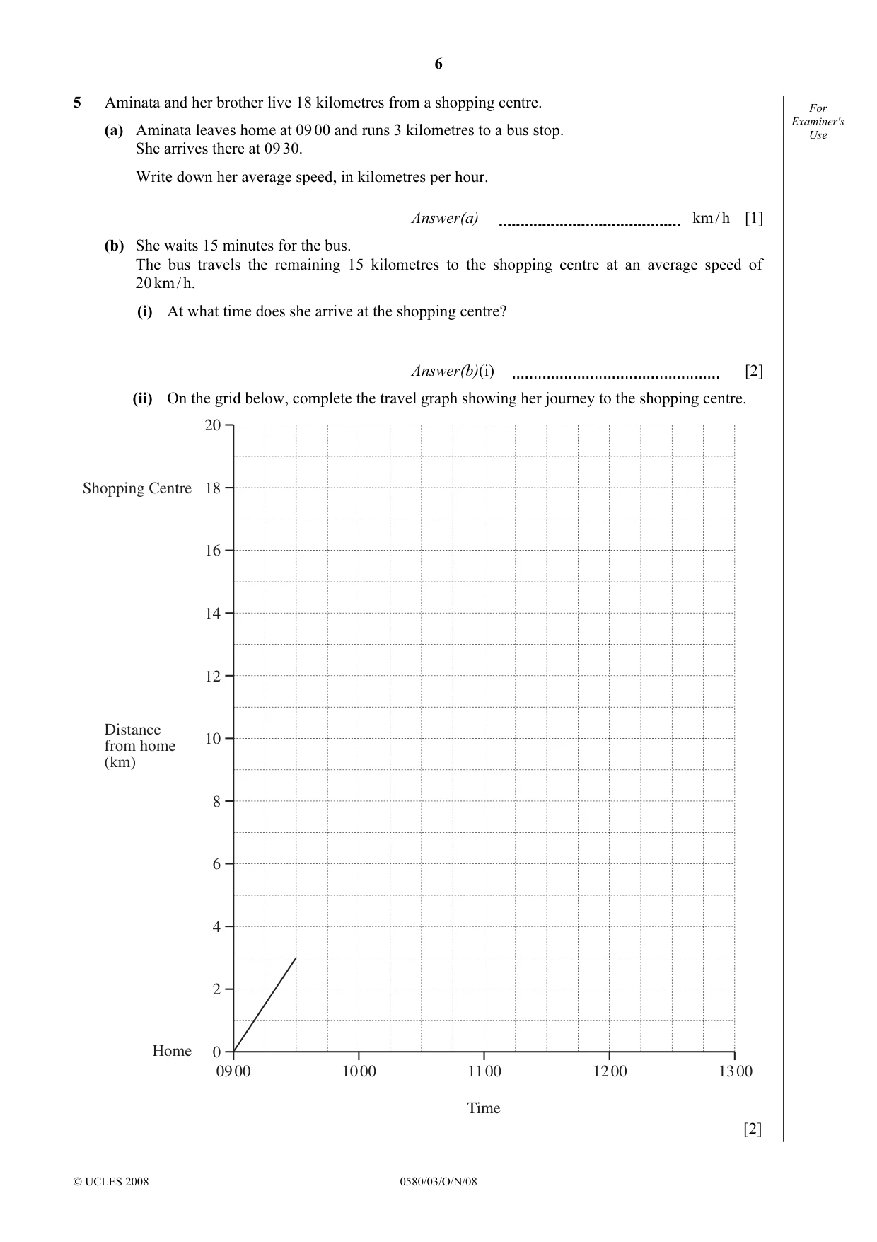 Cambridge IGCSE Mathematics (with coursework) 0581 2008 Oct/Nov Paper 3 · Variant 1 question paper, page 6 of 12