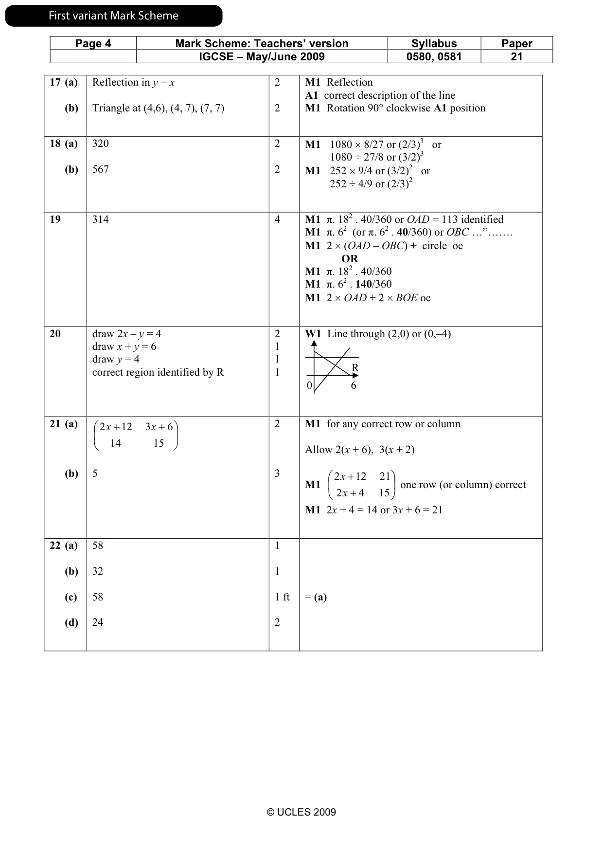 Mark scheme, page 5 of 9