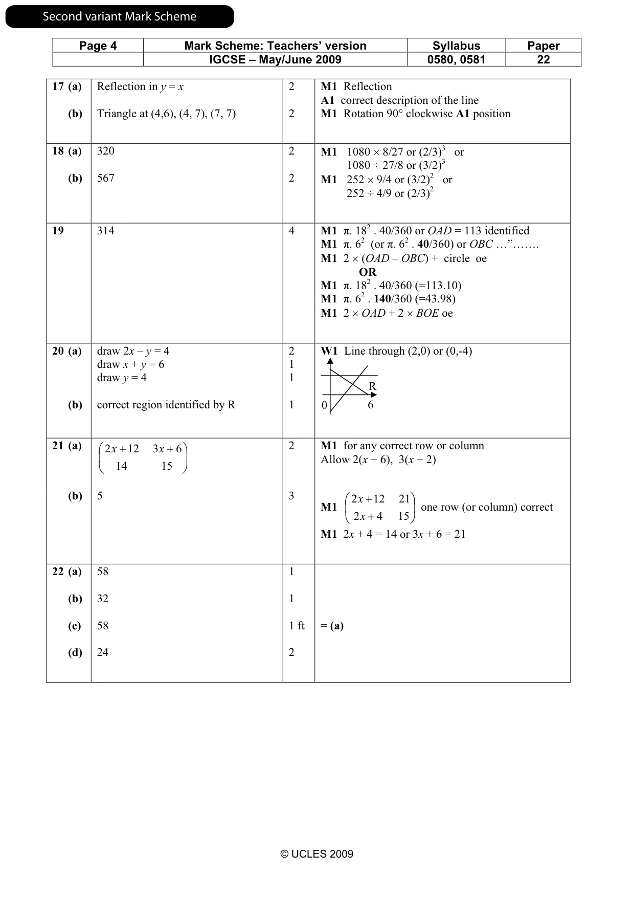 Mark scheme, page 9 of 9