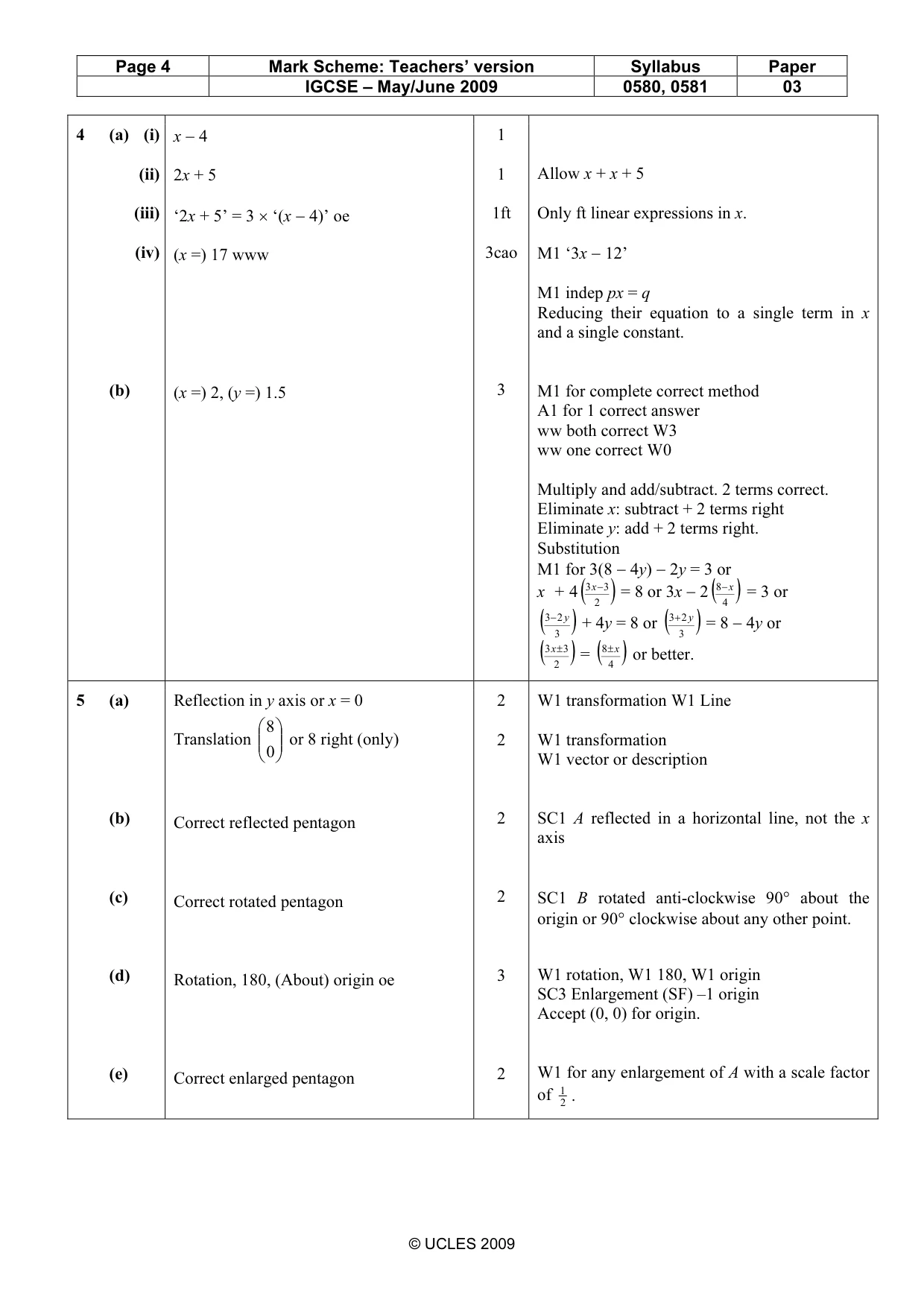 Mark scheme, page 4 of 6