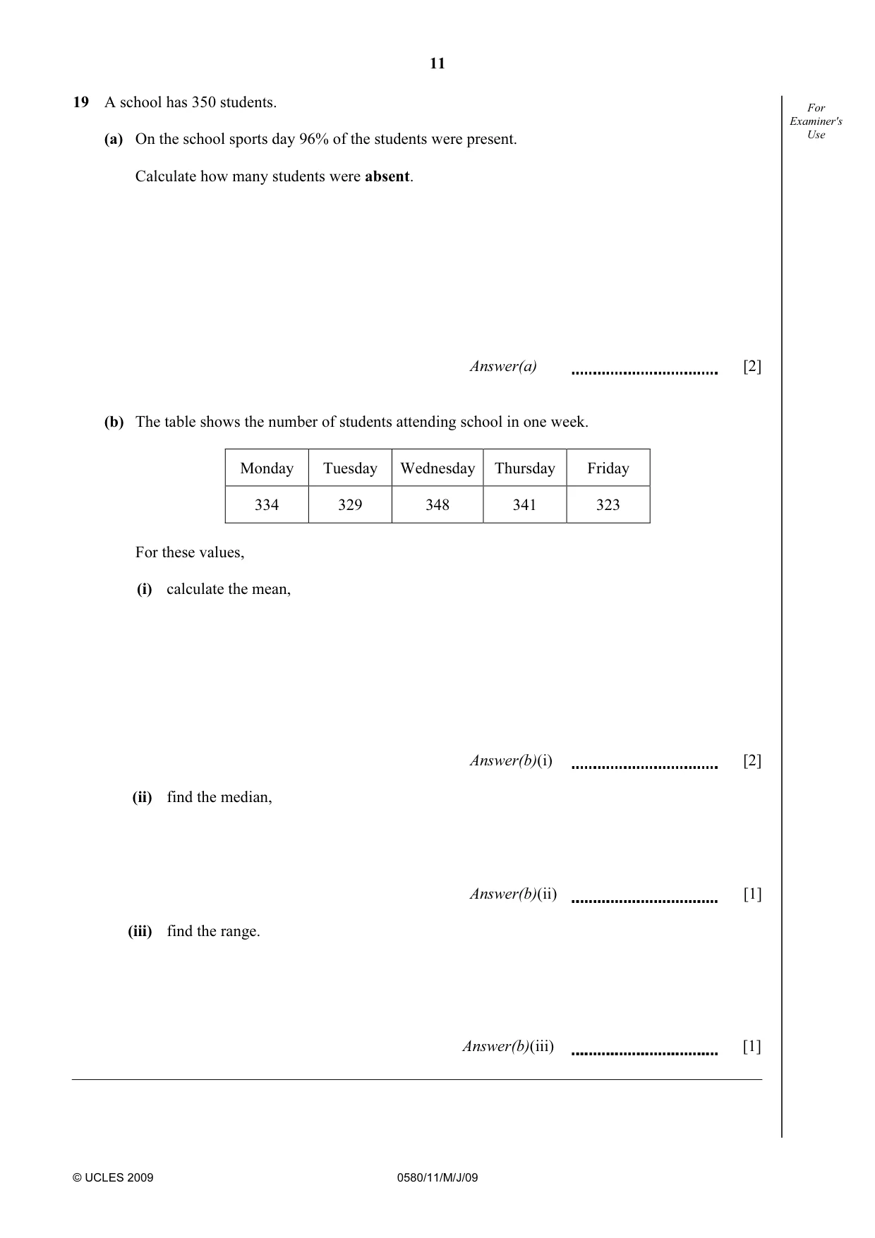 Cambridge IGCSE Mathematics (with coursework) 0581 2009 May/June Paper 1 · Variant 1 question paper, page 12 of 25