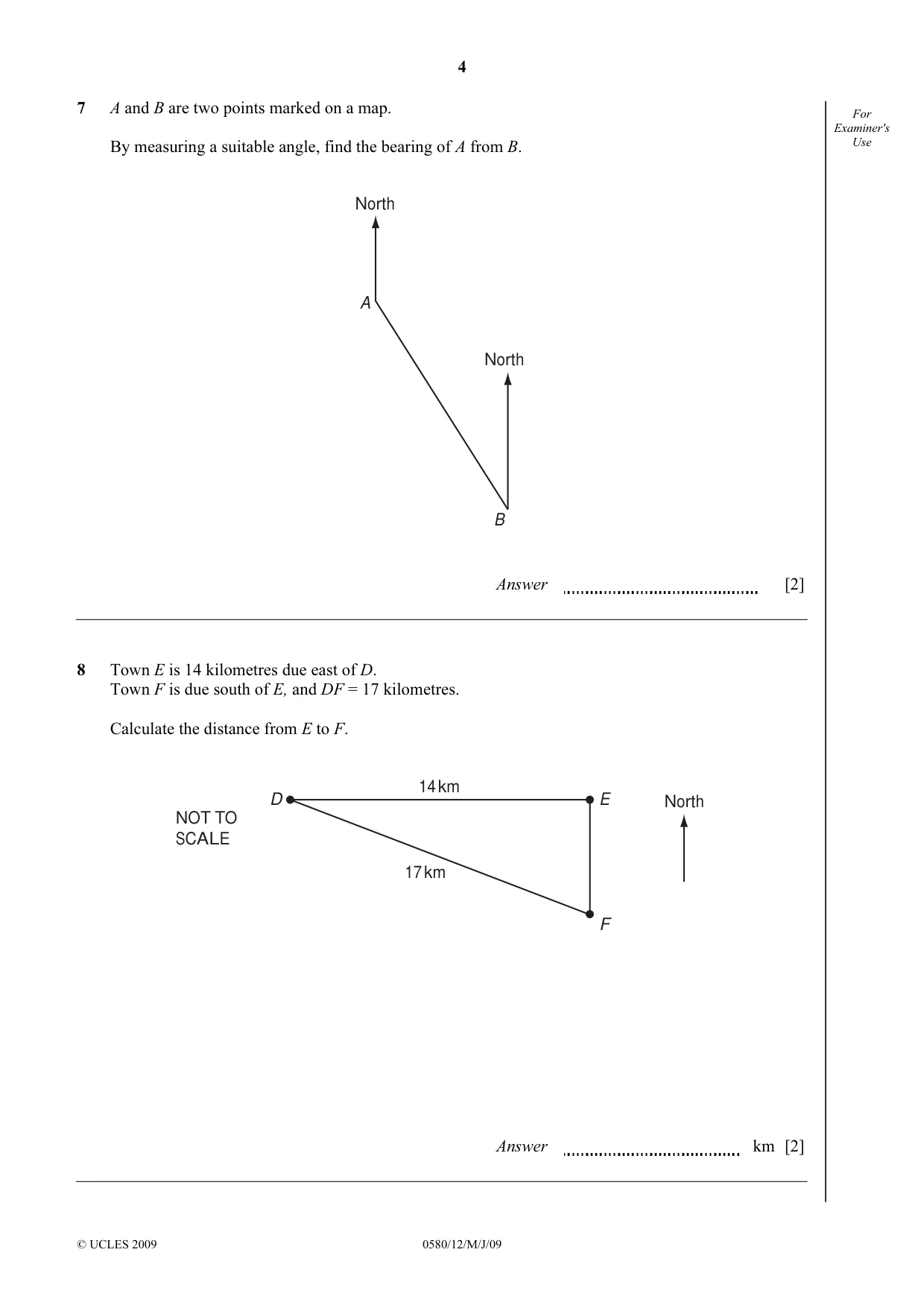Cambridge IGCSE Mathematics (with coursework) 0581 2009 May/June Paper 1 · Variant 1 question paper, page 17 of 25