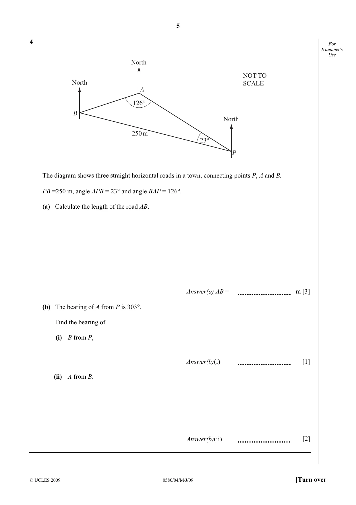Cambridge IGCSE Mathematics (with coursework) 0581 2009 May/June Paper 4 · Variant 1 question paper, page 5 of 20