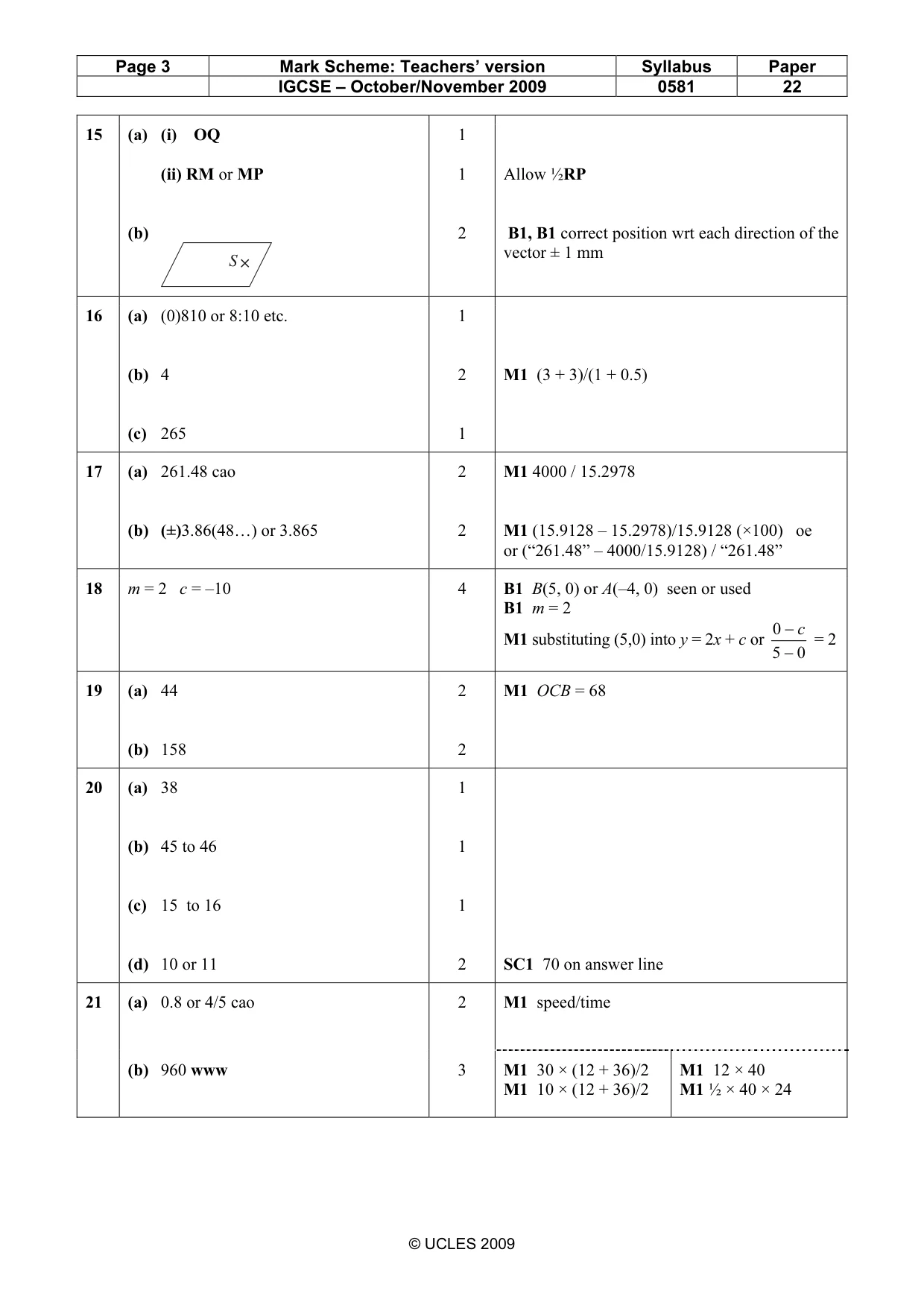 Mark scheme, page 3 of 4