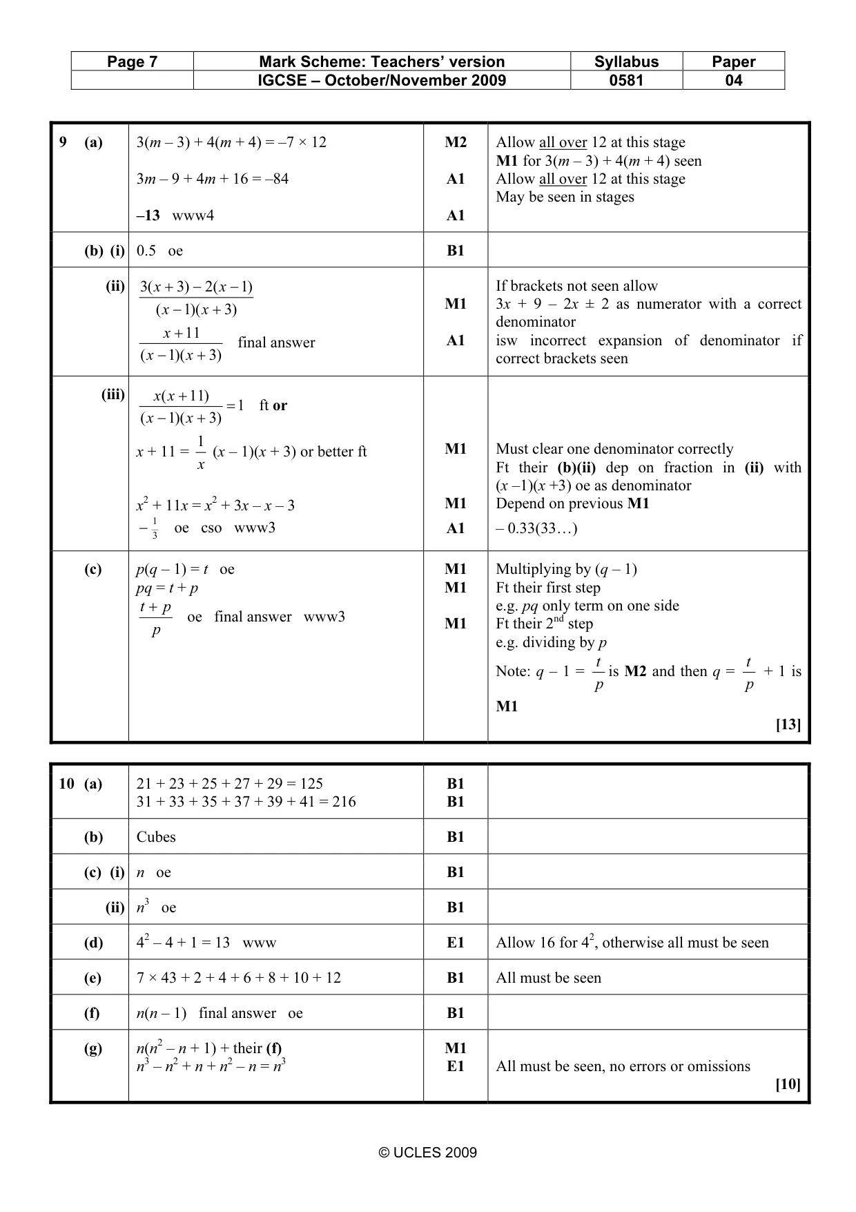 Mark scheme, page 7 of 7