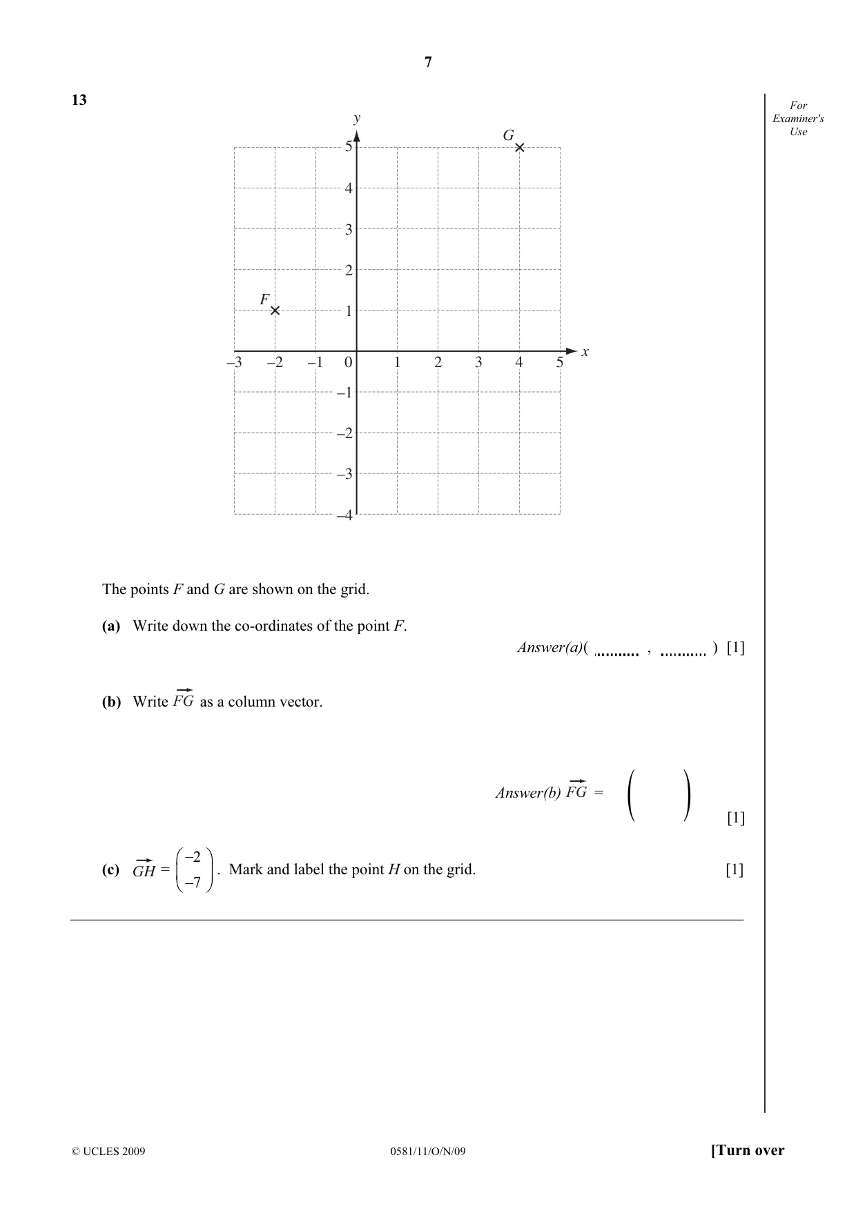 Cambridge IGCSE Mathematics (with coursework) 0581 2009 Oct/Nov Paper 1 · Variant 1 question paper, page 7 of 12