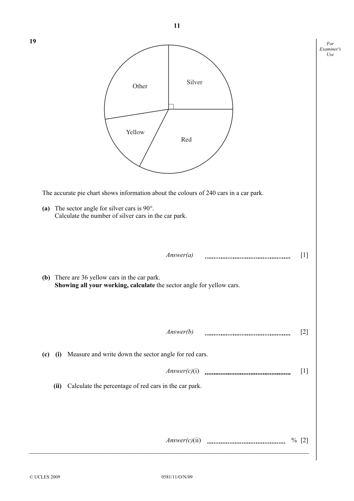Cambridge IGCSE Mathematics (with coursework) 0581 2009 Oct/Nov Paper 1 · Variant 1 question paper, page 11 of 12