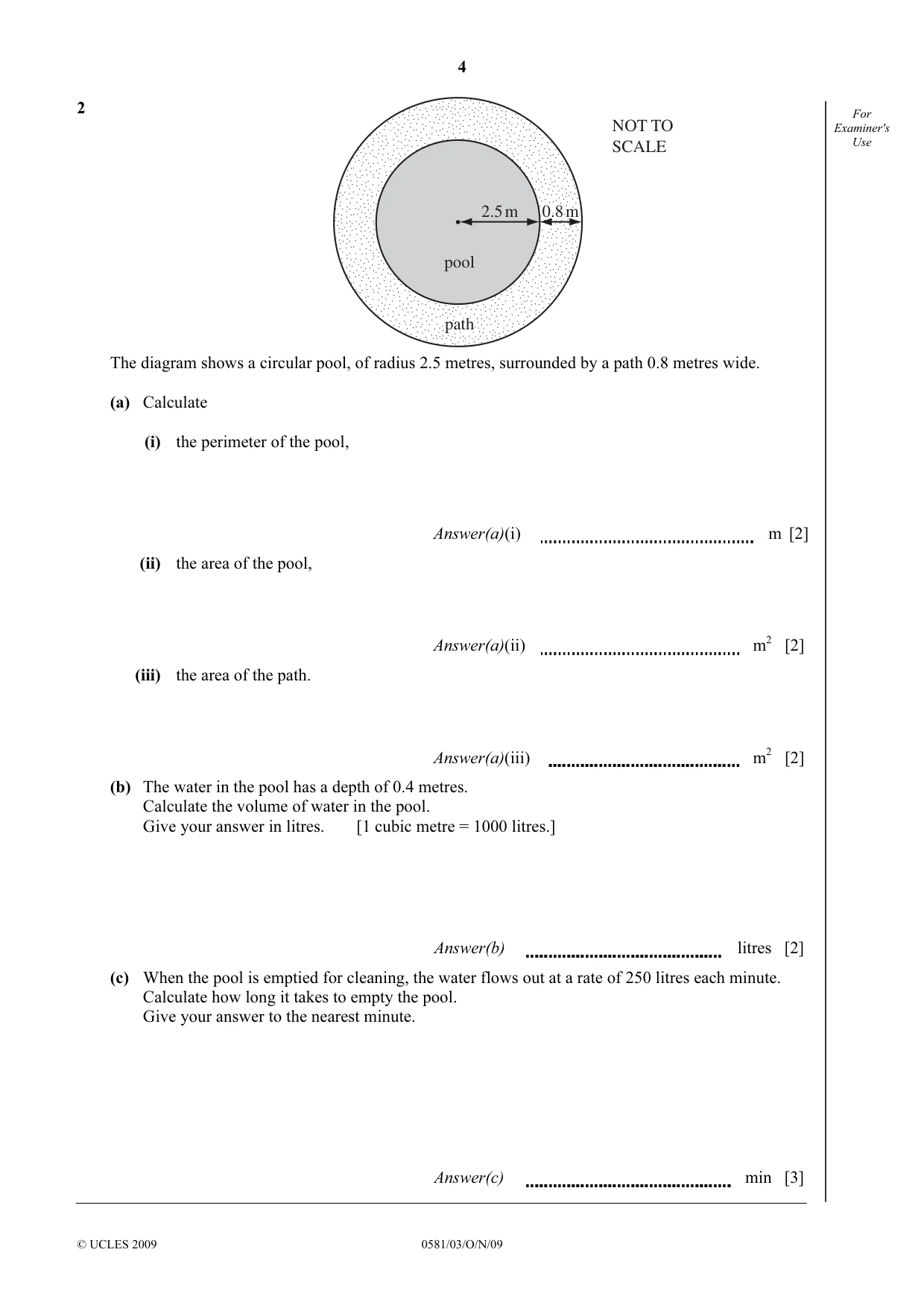 Cambridge IGCSE Mathematics (with coursework) 0581 2009 Oct/Nov Paper 3 · Variant 1 question paper, page 4 of 12